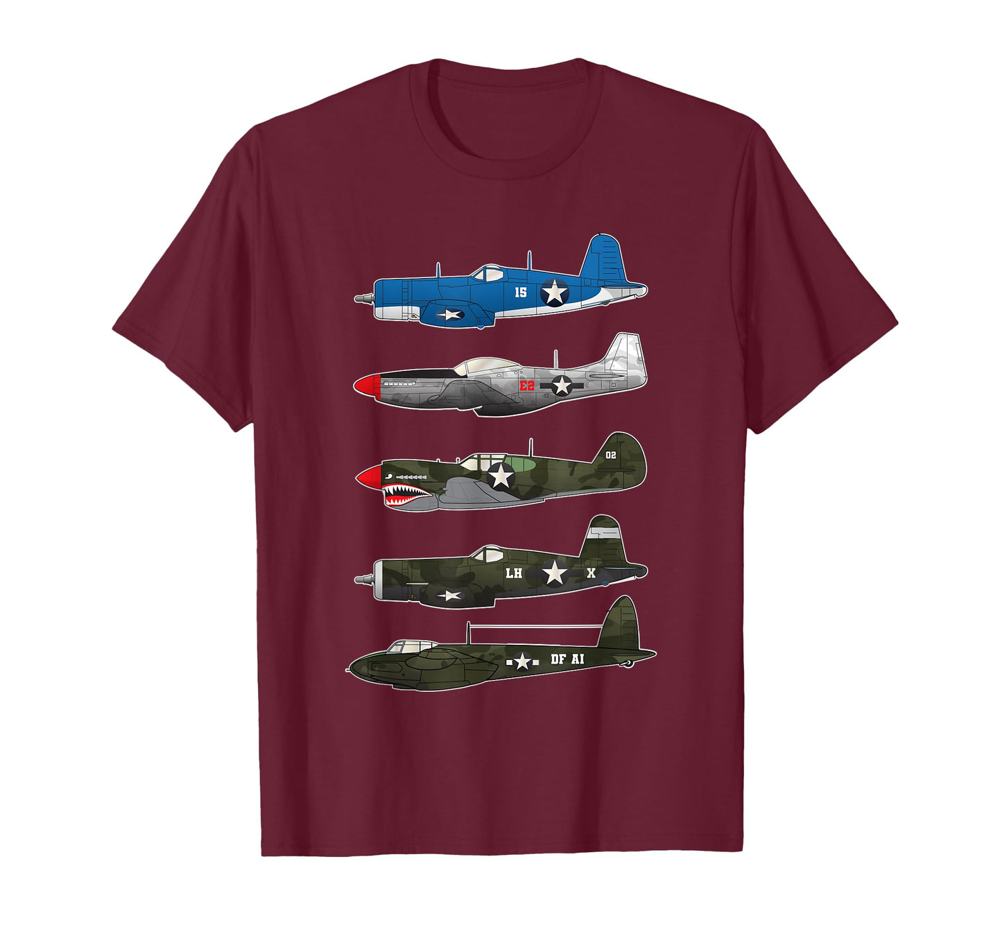 American Planes WW2 Warbirds P51 Mustang B-17 Fortress Gift T-Shirt
