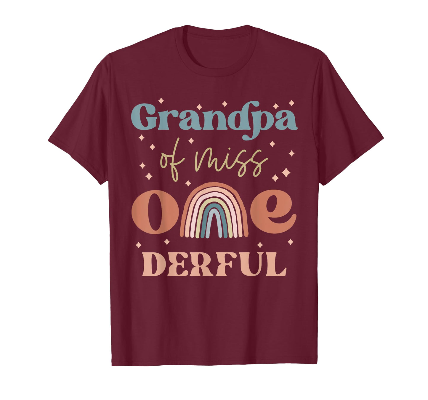 Grandpa of Miss Onederful Boho Rainbow 1st First Birthday T-Shirt