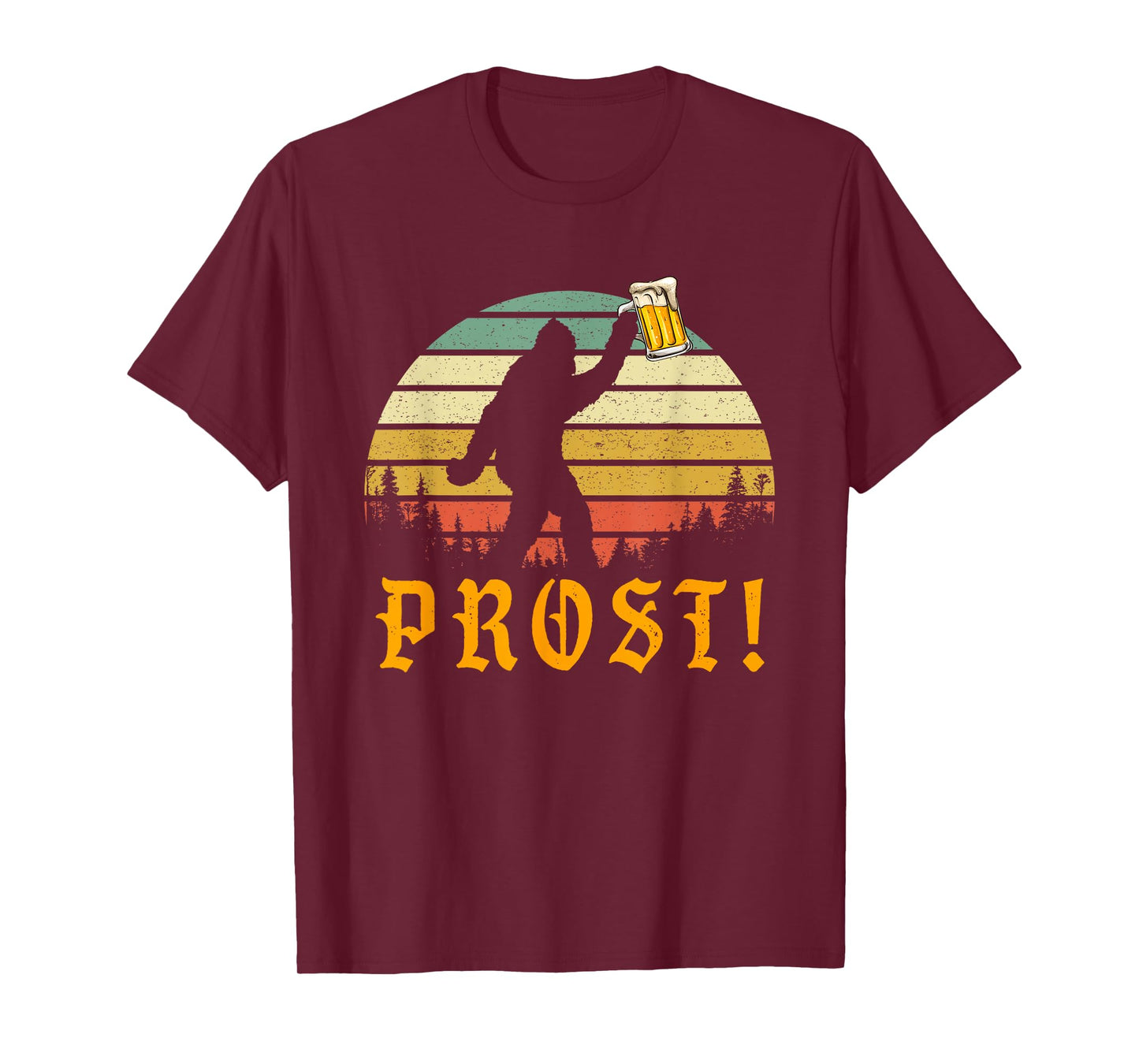 Vintage PROST! Bigfoot Yeti Drinking Beer German Oktoberfest T-Shirt