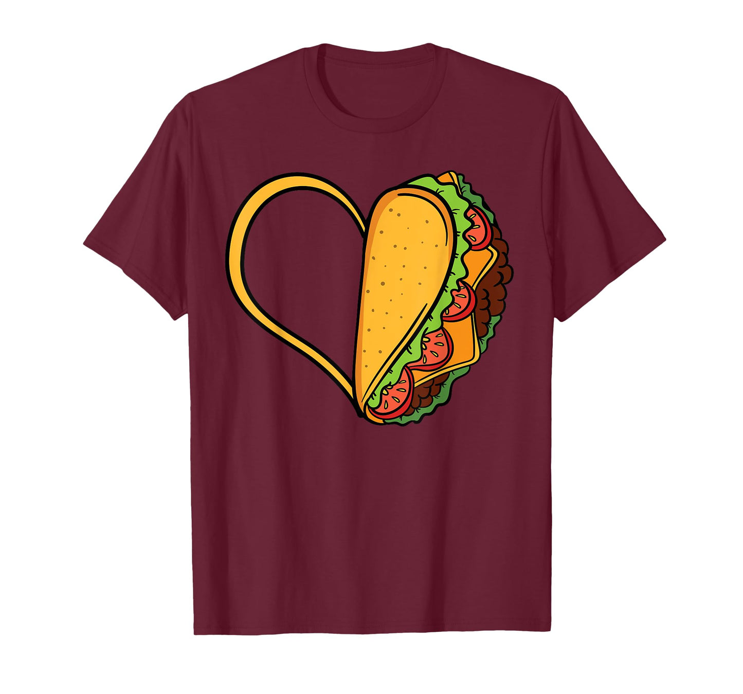 Tacos Heart Mexican Dish Street Food Chili Taquitos Flautas T-Shirt