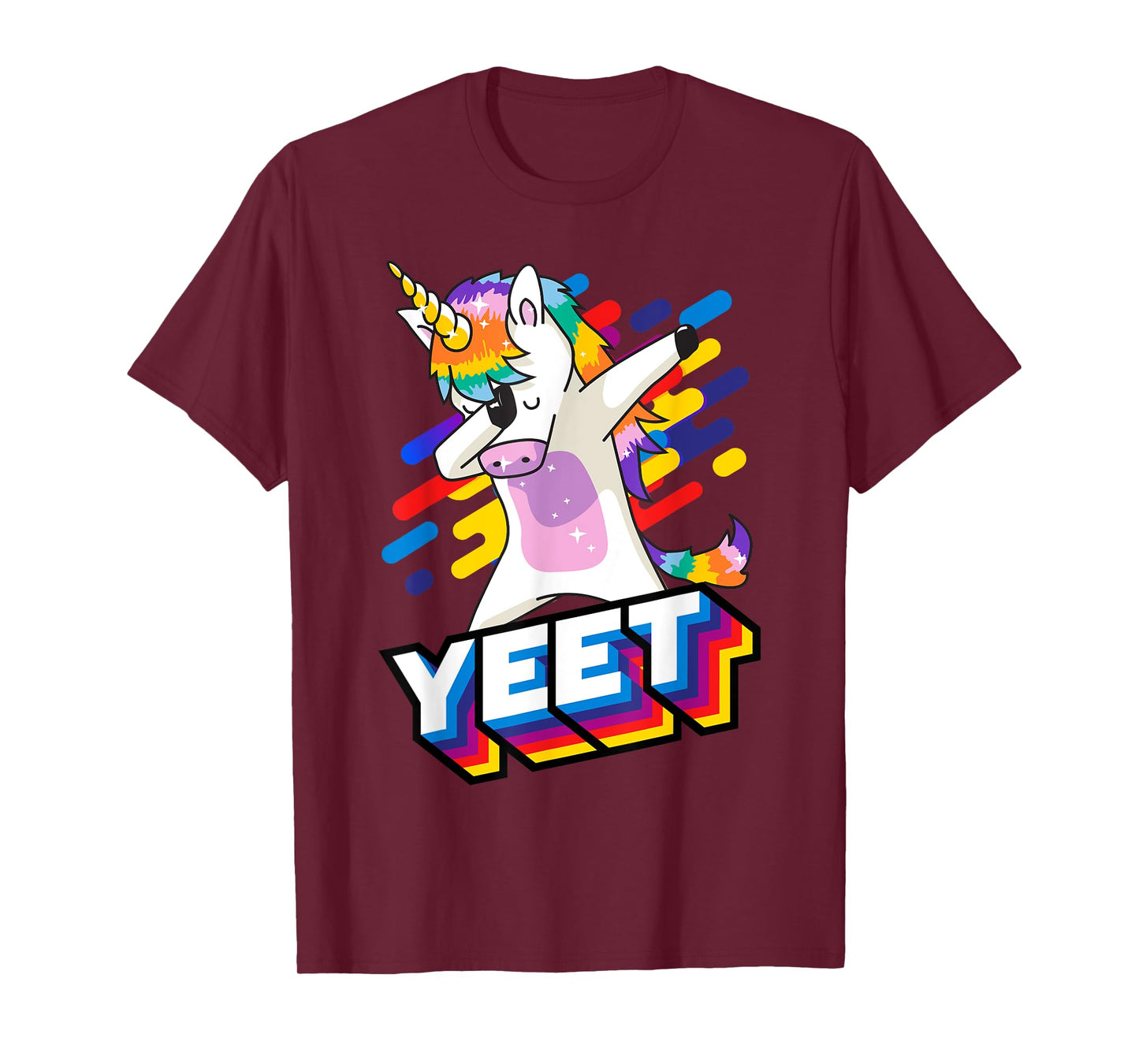 Colorful Dabbing Dancing Unicorn Celebration Yeet T-Shirt