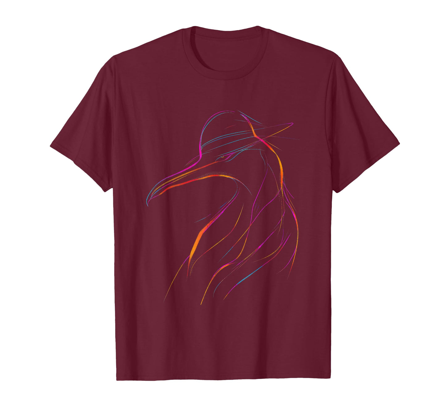 Elegant Line Art Bird With Colorful Strokes T-Shirt