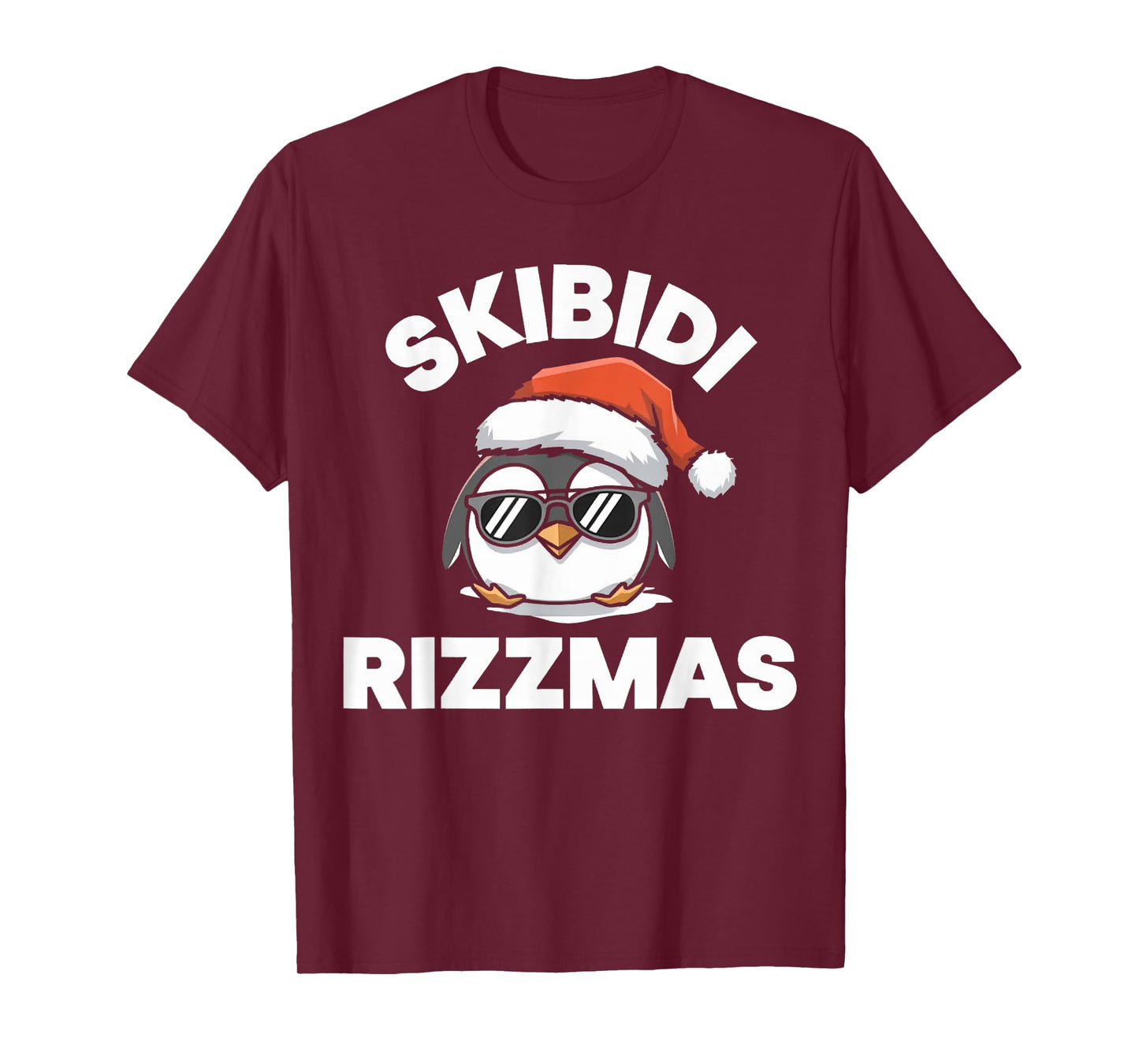 Skibidi Rizzmas Funny Gen Alpha Slang Christmas Penguin T-Shirt