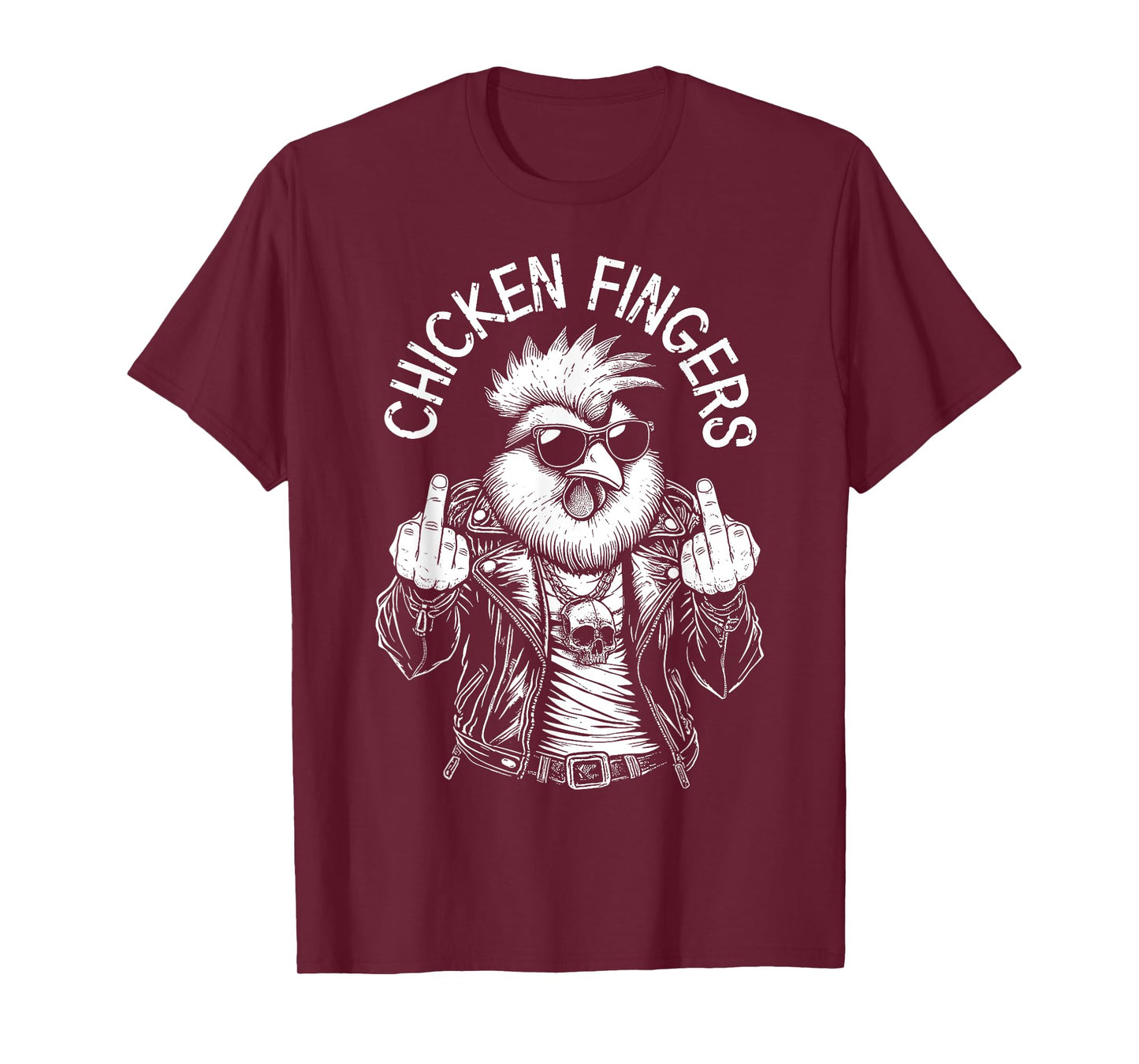 Grandio Design Introverted Intellectual Gifts Chicken Fingers Funny Adult Middle Finger Rude Rooster T-Shirt