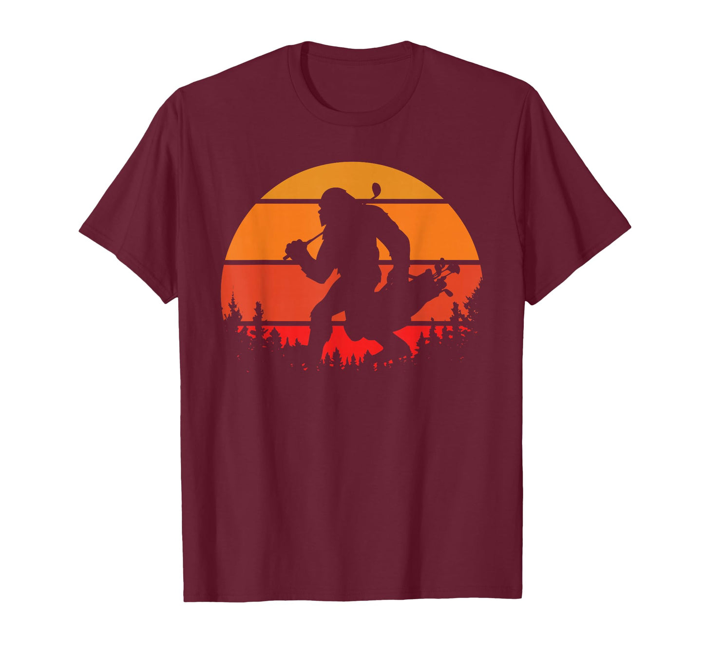 Funny Bigfoot Golf Retro Sasquatch Playing Golf T-Shirt