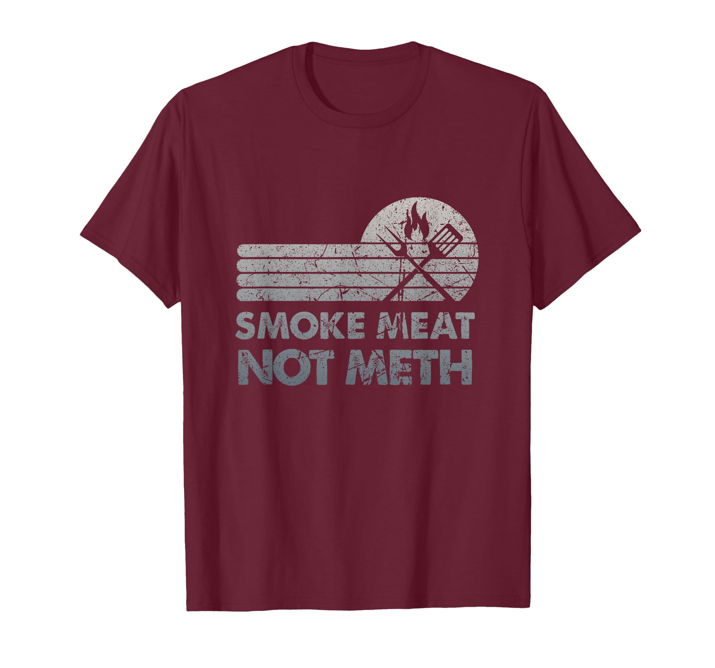BBQ Smoke Meat Not Meth Brisket Ribs Grey Vintage Distressed T-Shirt