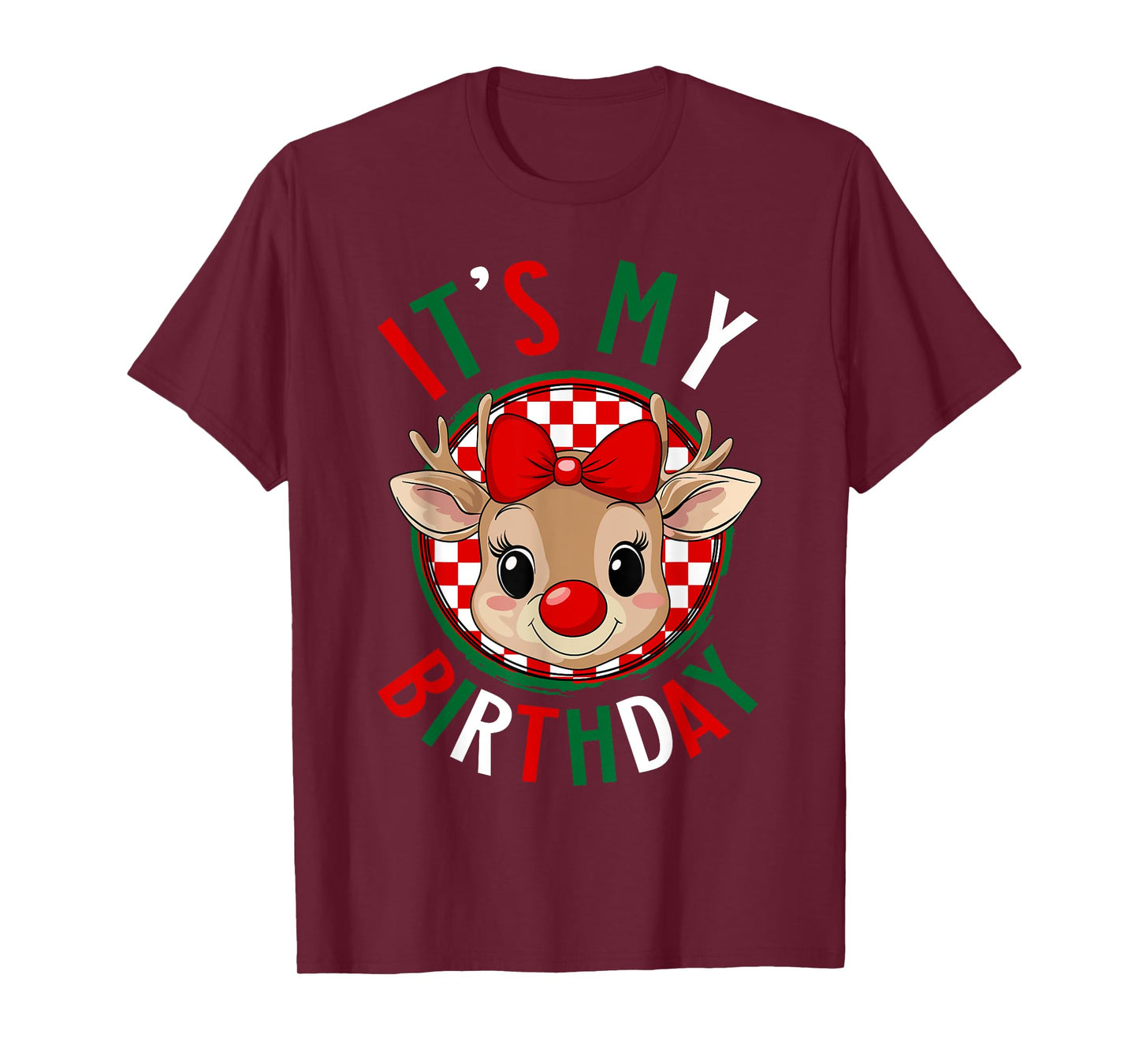 It's My Birthday Reindeer Christmas Pajamas Women Girls T-Shirt