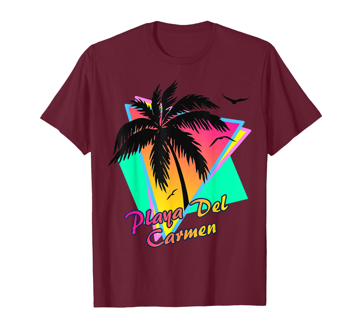 Playa Del Carmen 80s Tropical Summer And Beach Palm Sunset T-Shirt