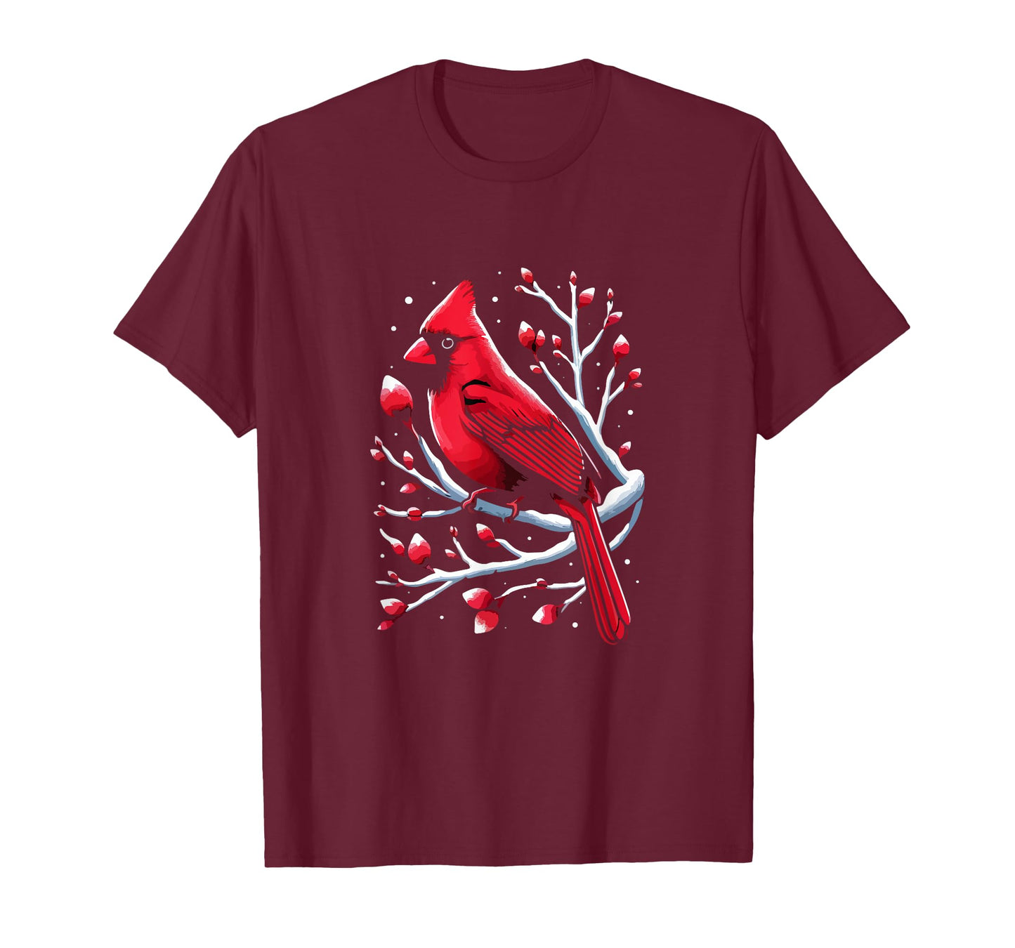 Cardinal Bird in Snowy Berries Birdwatching Bird lover Cute T-Shirt