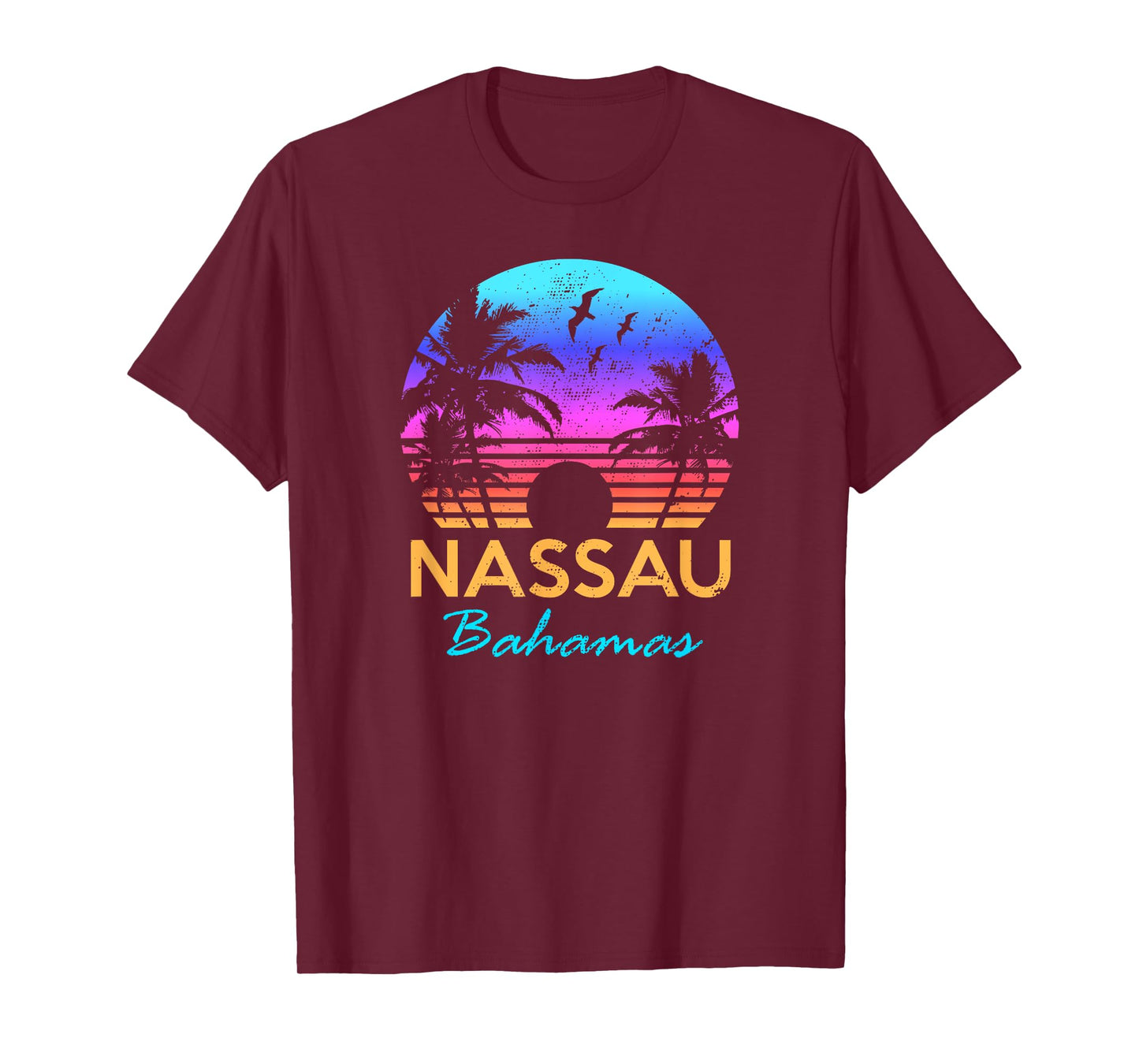 Nassau Bahamas Beach Trip Souvenir Sunset Vintage Graphic T-Shirt