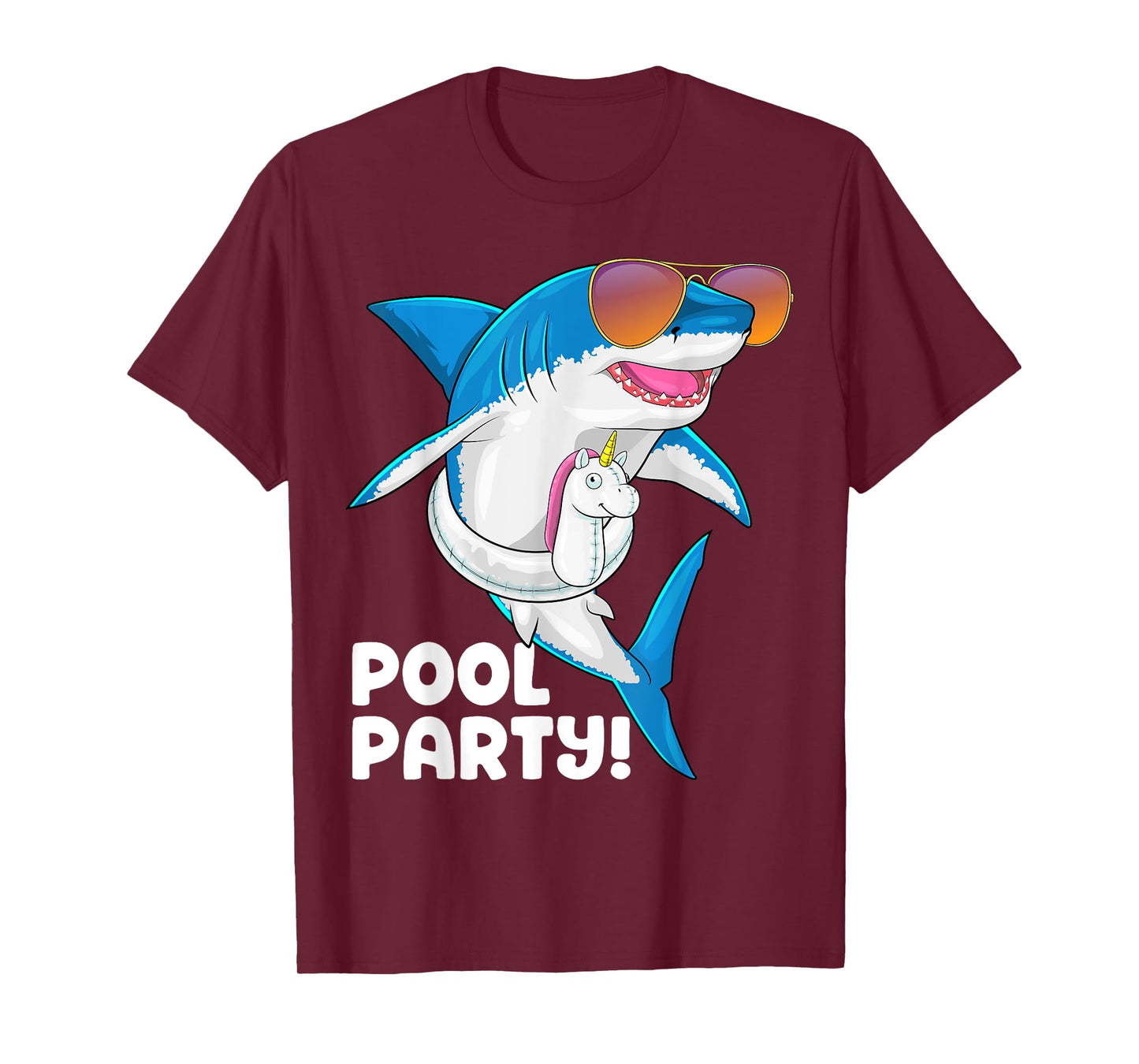 Pool Party Unicorn Float Summer Vacation Funny Shark Swim Men Women Girls Kids T-Shirt