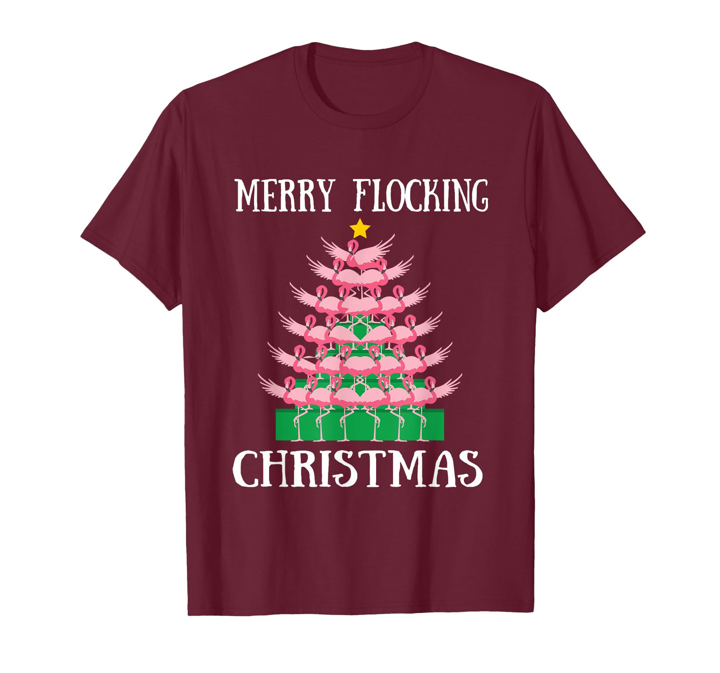 Flamingo Merry Flocking Christmas Tree Lights Flamingos XMas T-Shirt