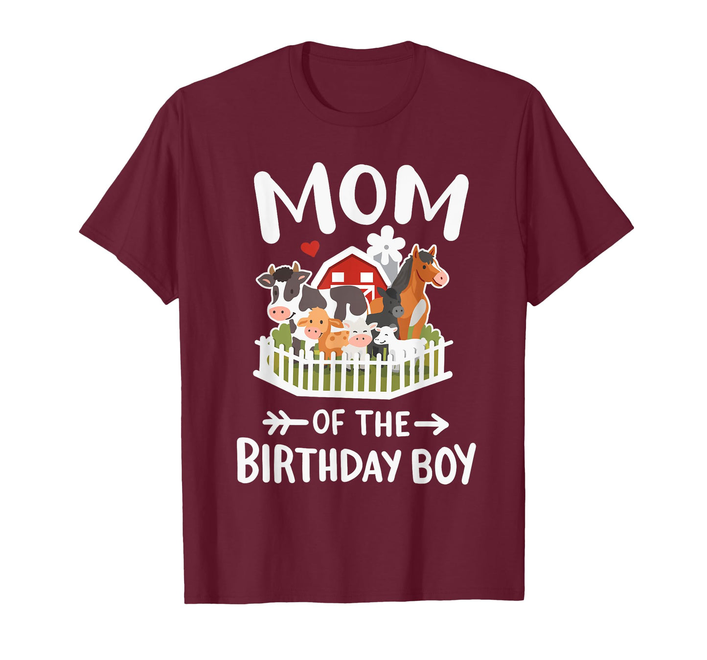 Mom Of The Birthday Boy Farm Animals Bday Family Matching T-Shirt