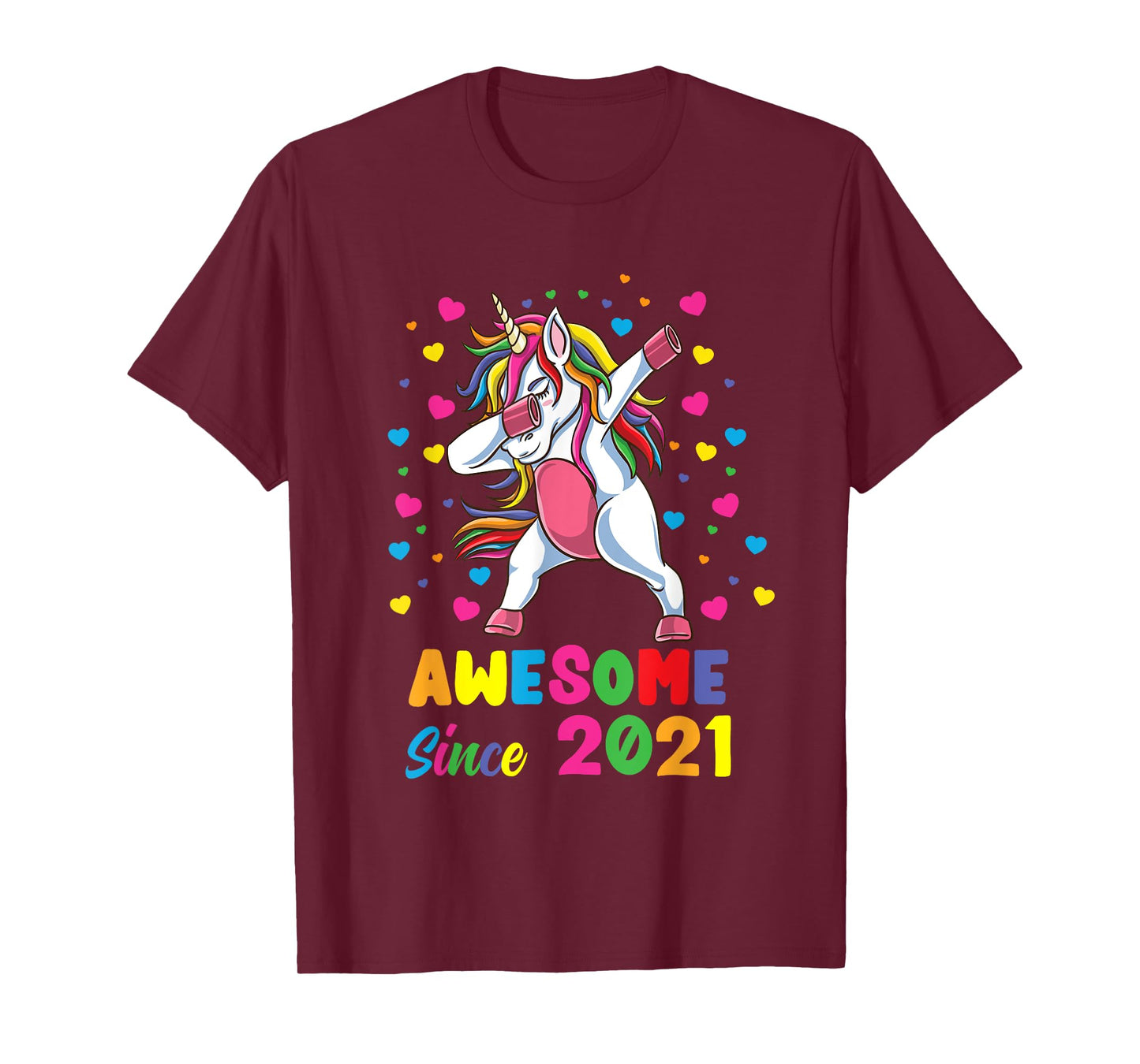 Awesome Since 2021 Dabbing Unicorn 1st Birthday T-Shirt