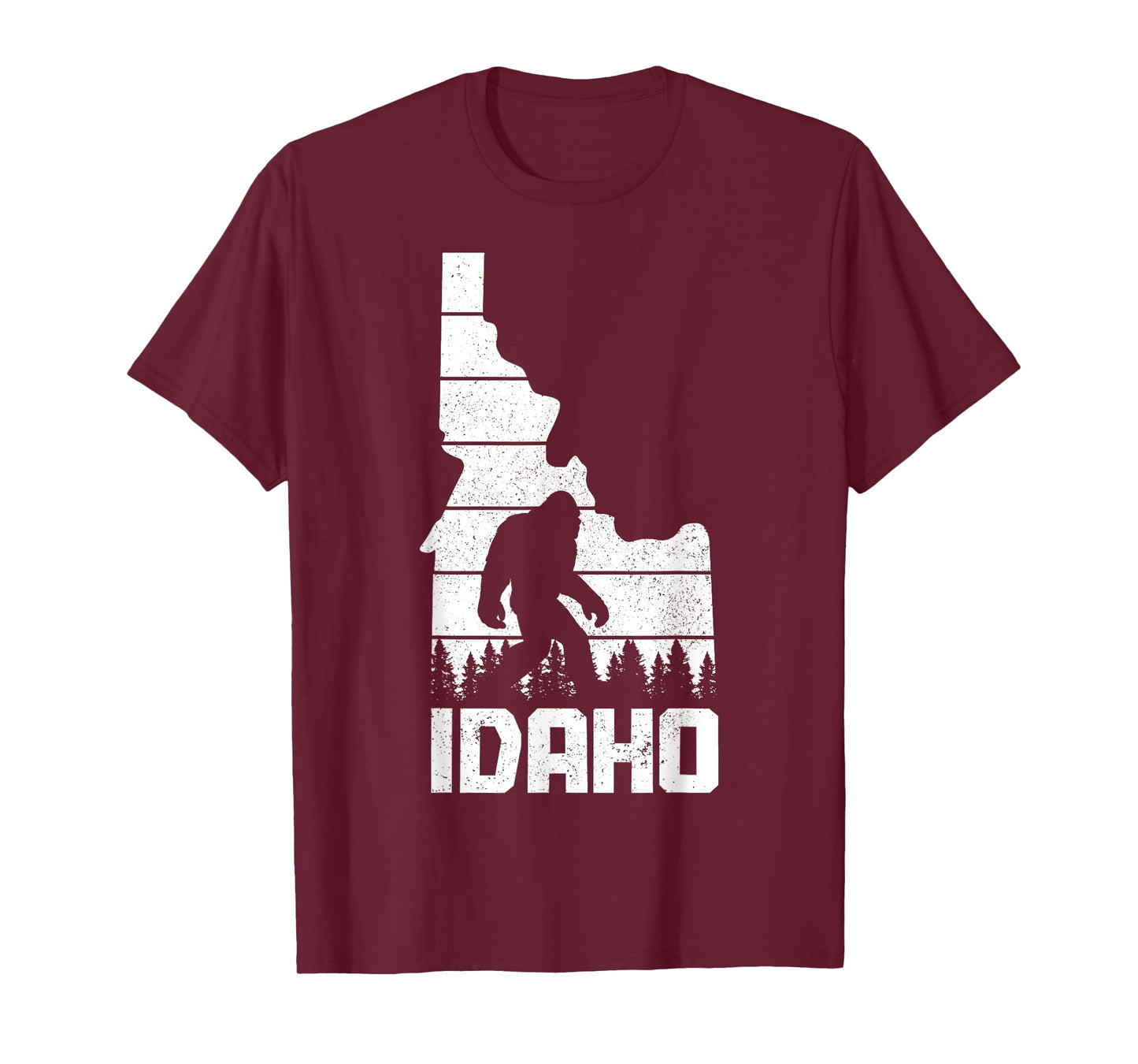 Idaho Bigfoot State Map Hunting Hunter Funny Pride Vintage T-Shirt