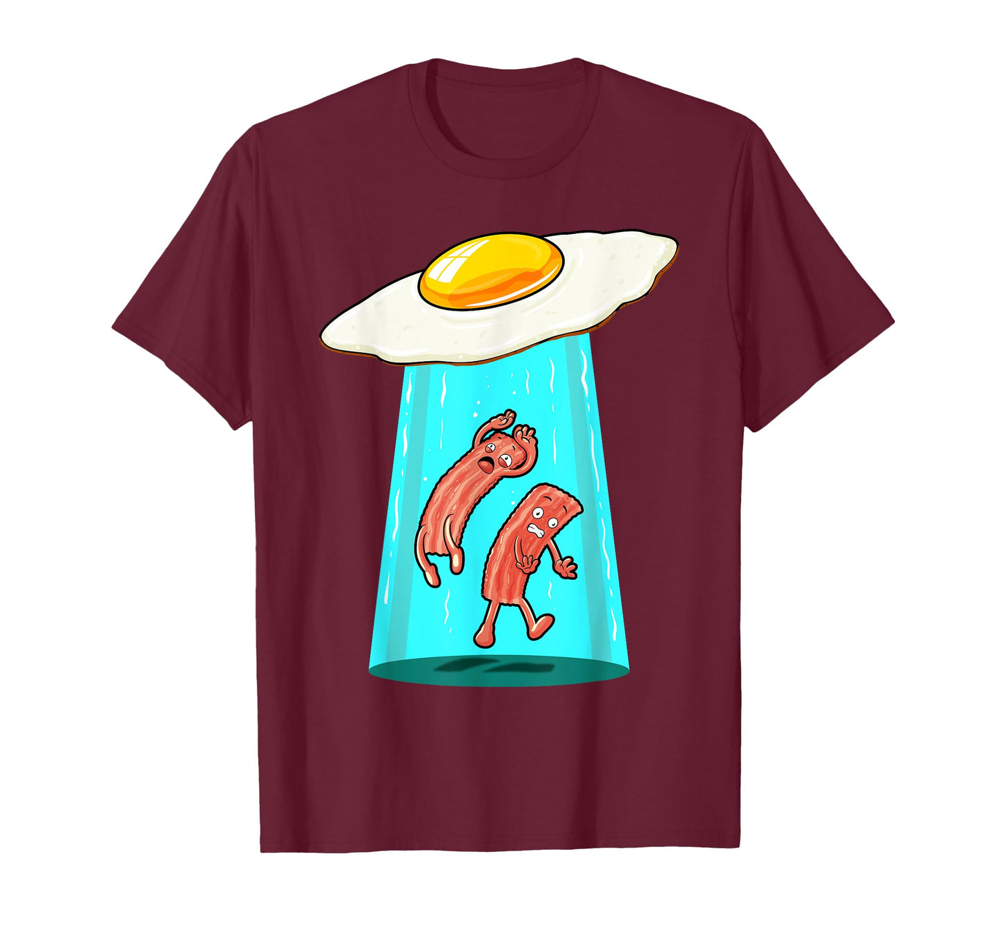 Egg Bacon UFO Abducting Funny Alien Breakfast Food Lover T-Shirt