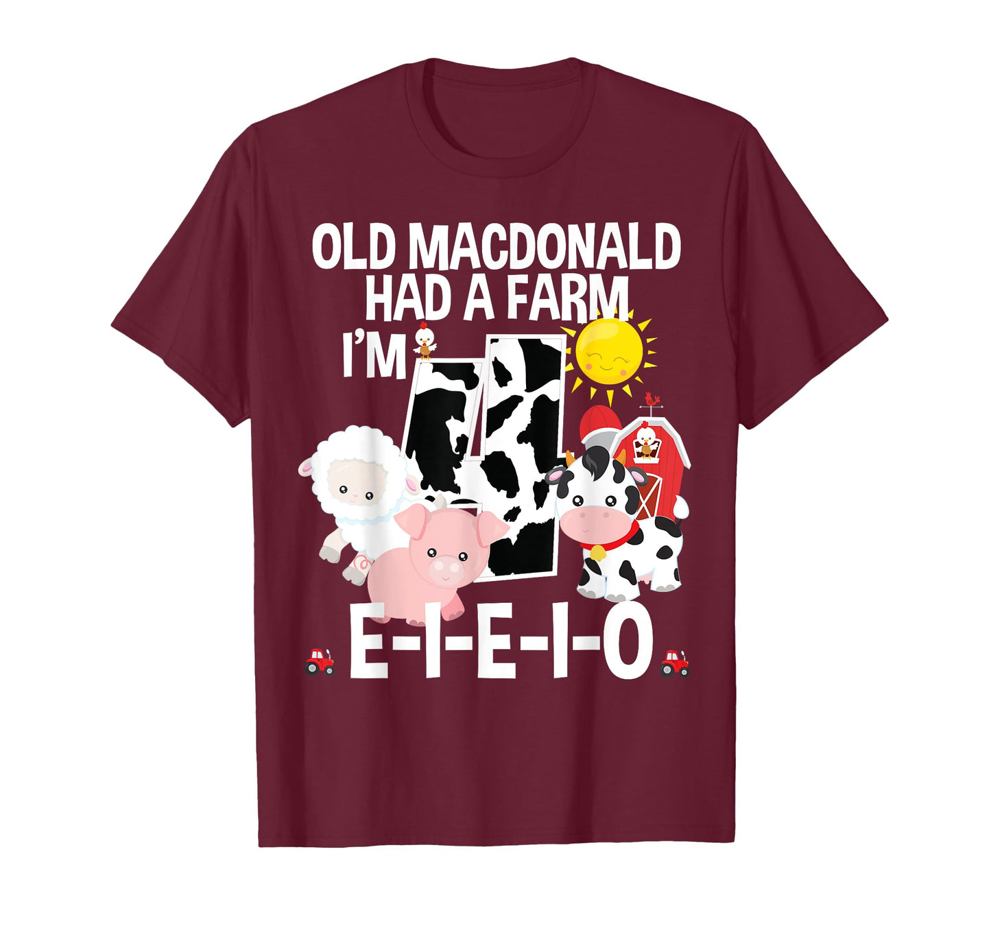 Toddler Kids Old MacDonald 4th Birthday Party Nursery Song T-Shirt