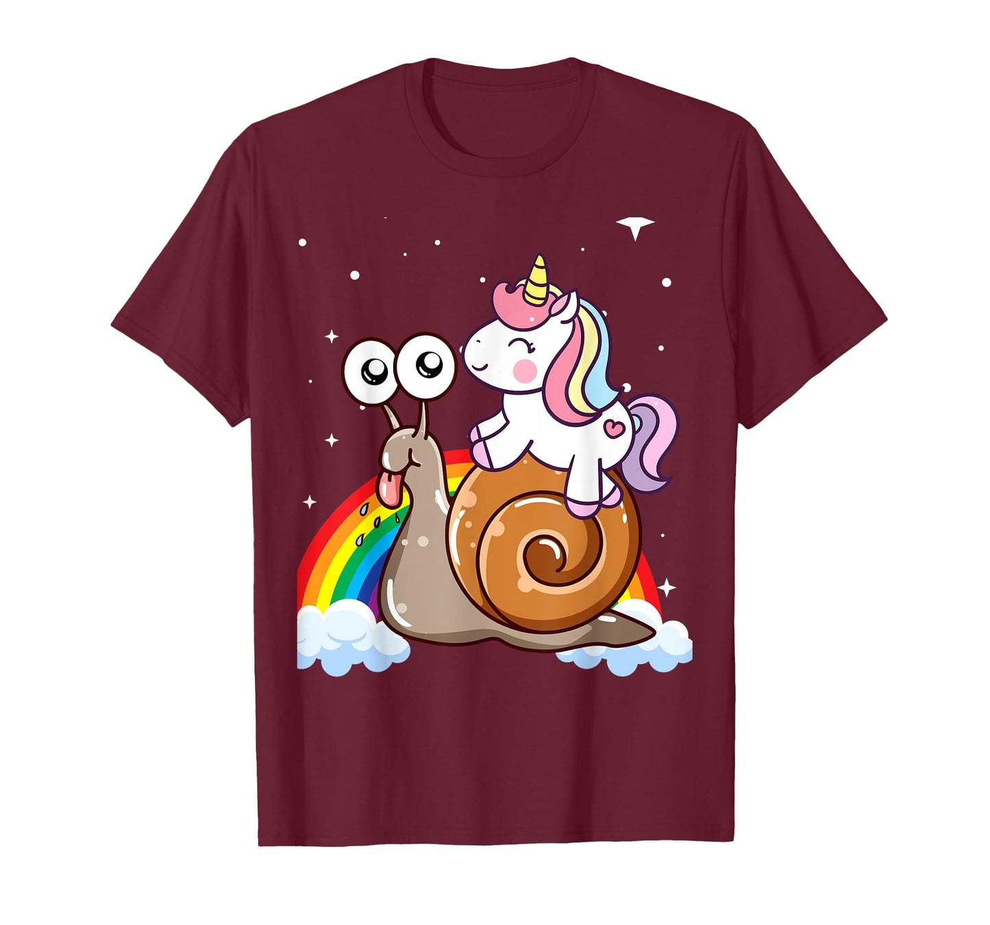 Unicorn Riding Snail Boys Girls Men Women Kids Teen Rainbow T-Shirt