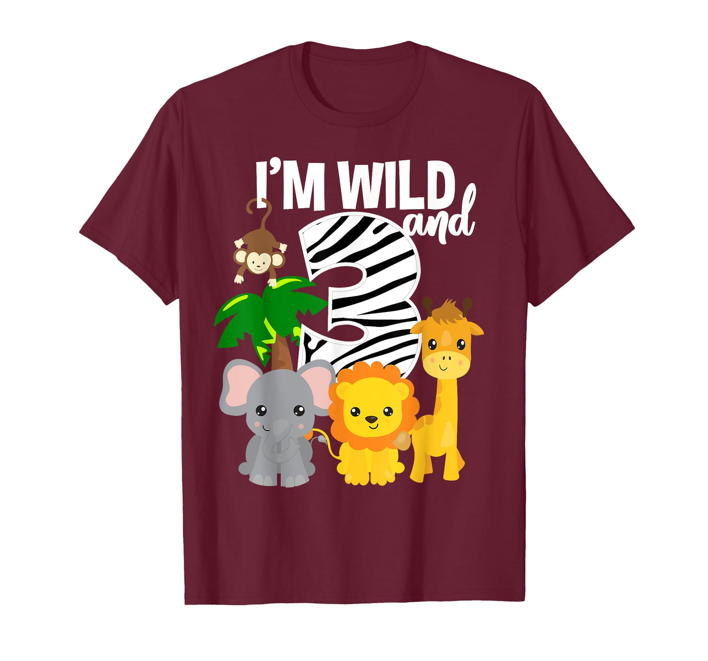 I'm Wild and 3 Zoo Theme Birthday Shirt Safari Jungle Animal T-Shirt