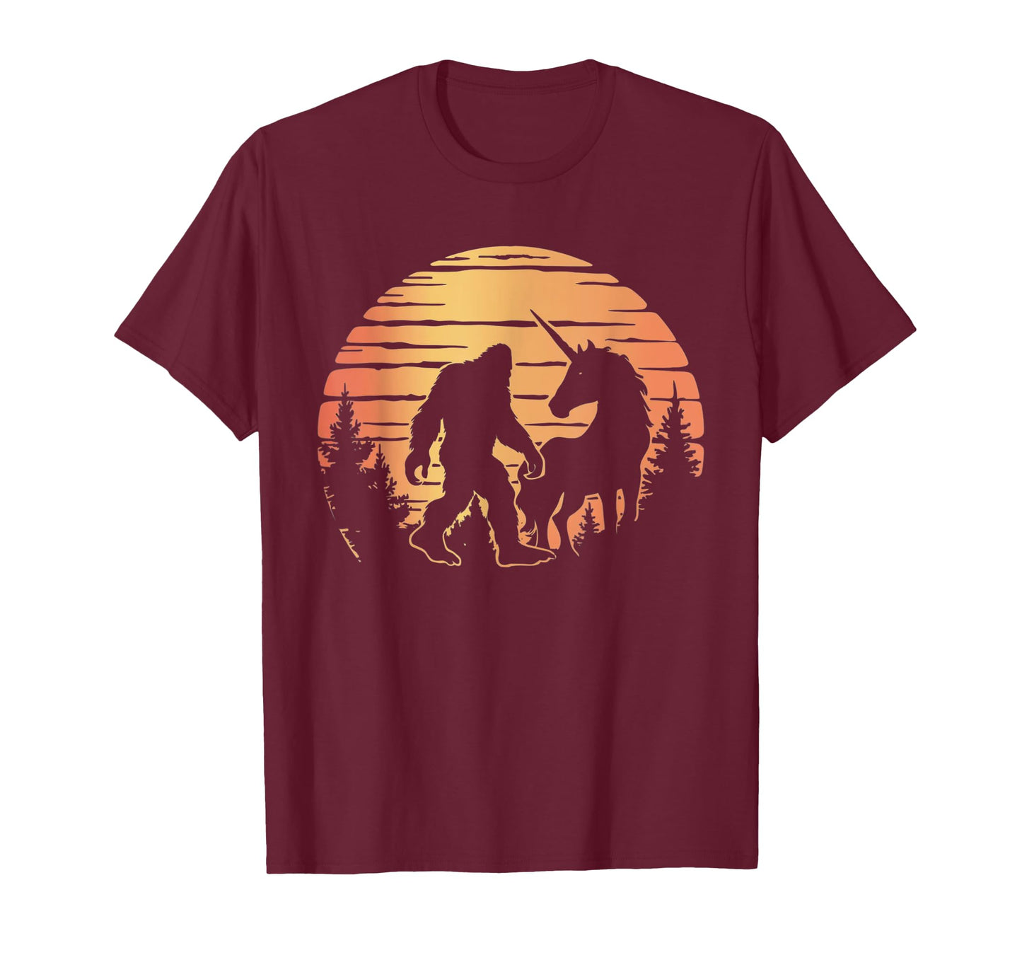 Bigfoot And Unicorn For Men Women And Kids! Retro Sasquatch T-Shirt