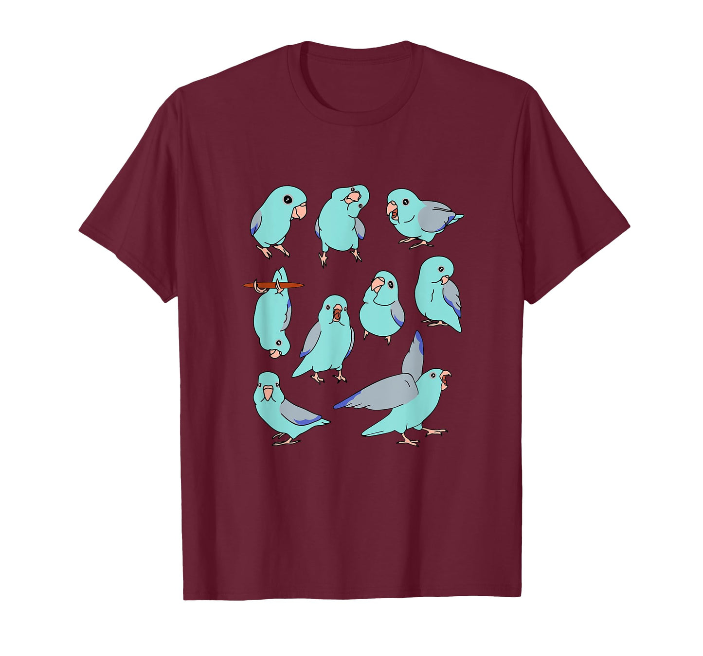Cute Blue Fallow Parrotlet Pattern Pacific Parrot Doodle T-Shirt