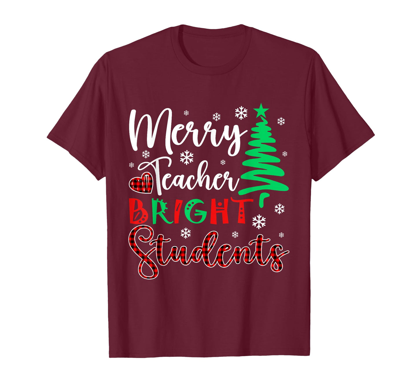 Merry Teacher Bright Student Teacher Xmas Funny Women Men T-Shirt