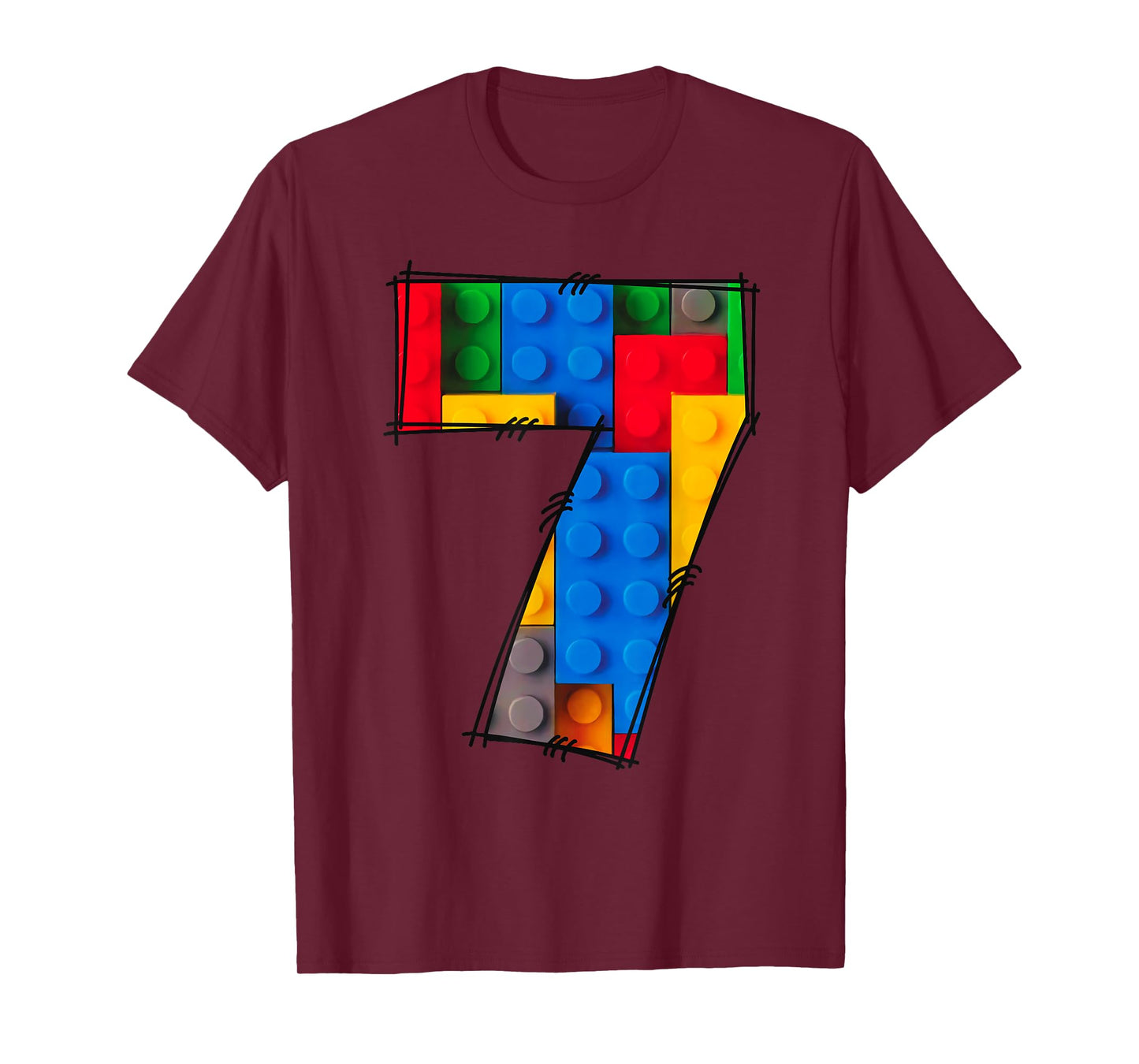 7 Years Old Blocks Building Master Builder 7th Birthday Kid T-Shirt