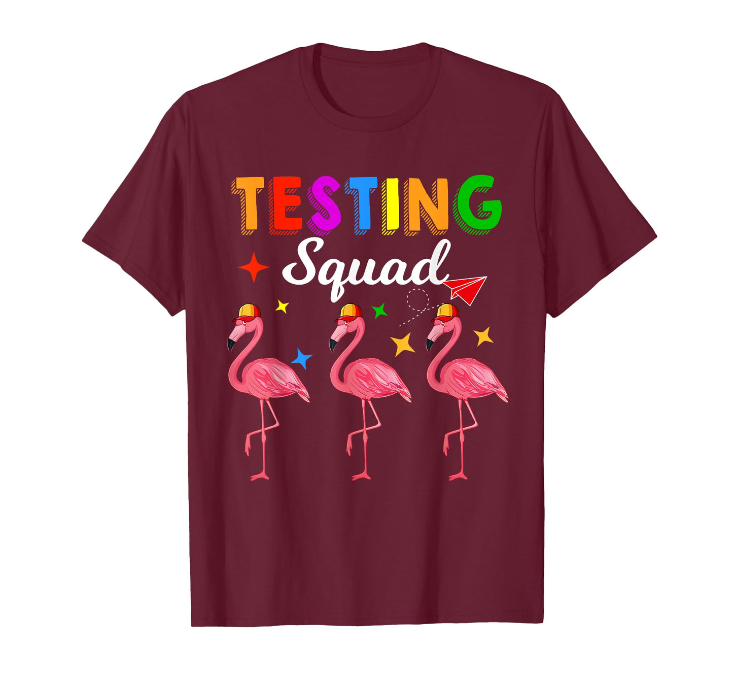Testing Squad Three Cute Flamingos Test Day Teacher Students T-Shirt