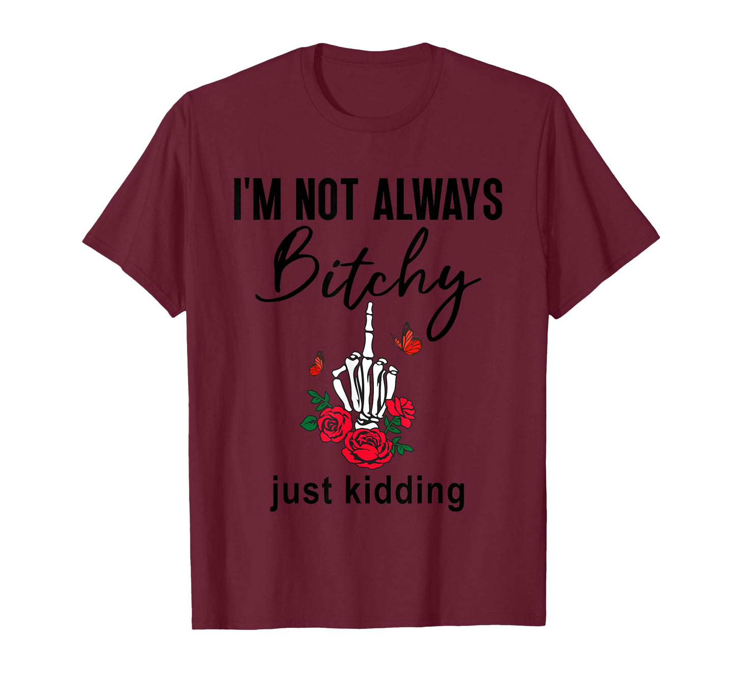 Bitchy Shirts,Middle Finger Skeleton Hand Flipping the Bird T-Shirt