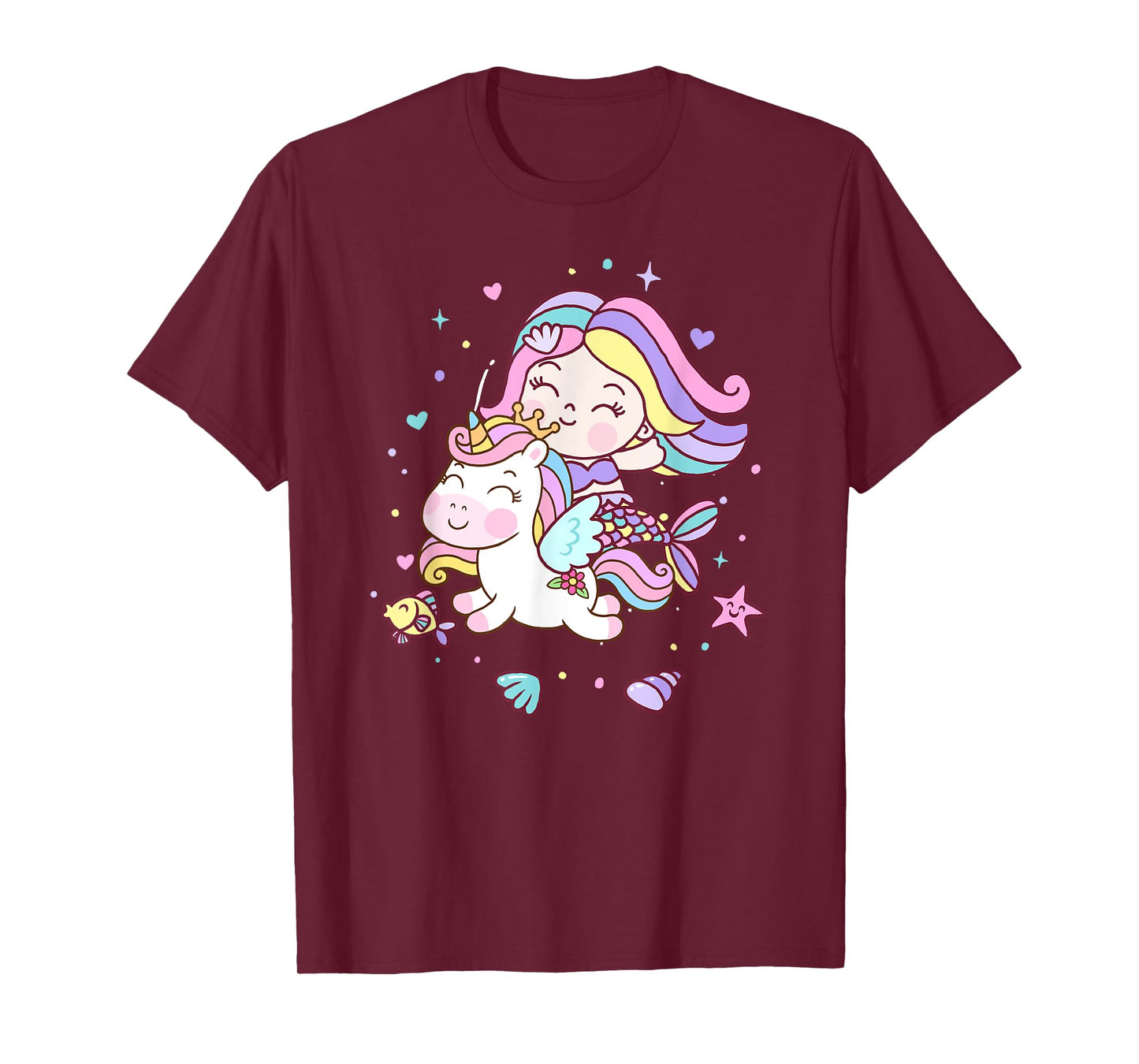 Unicorn kisses Mermaid wishes | Birthday Girl T-Shirt