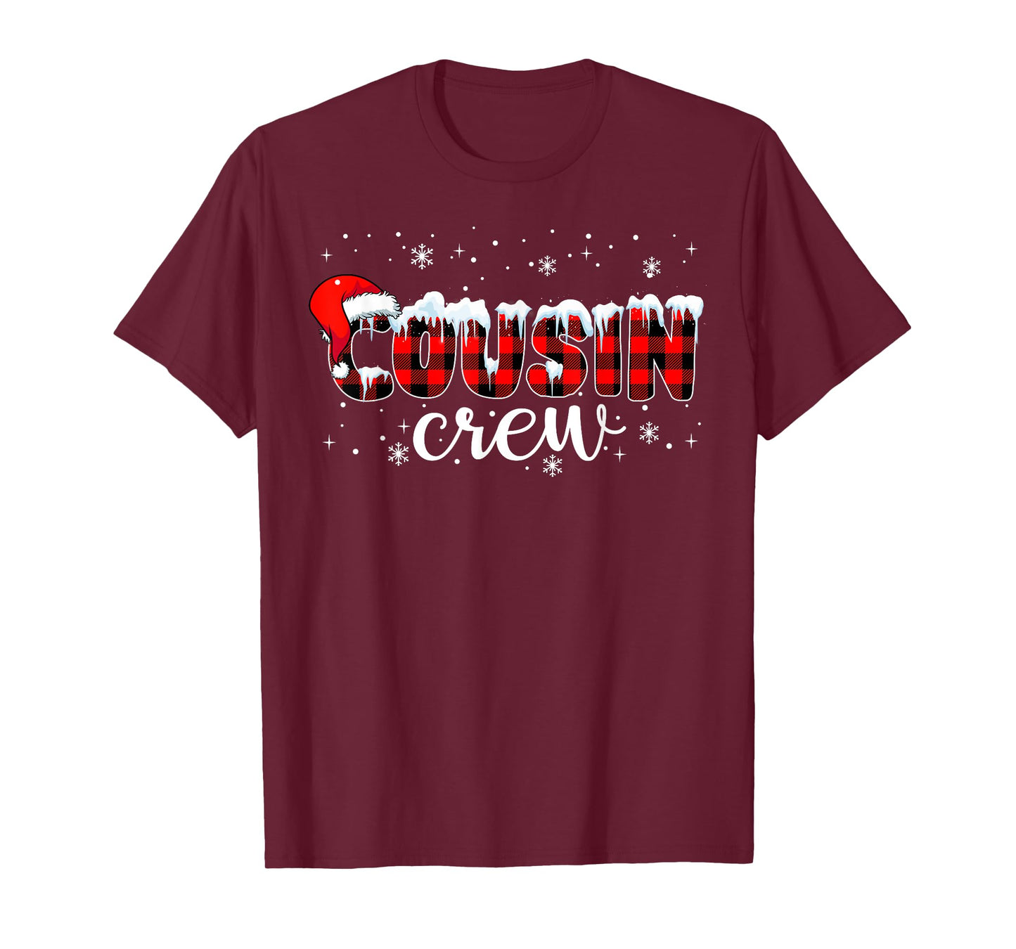 Cousin Crew Plaid Buffalo Merry Christmas Xmas Santa Pajamas T-Shirt