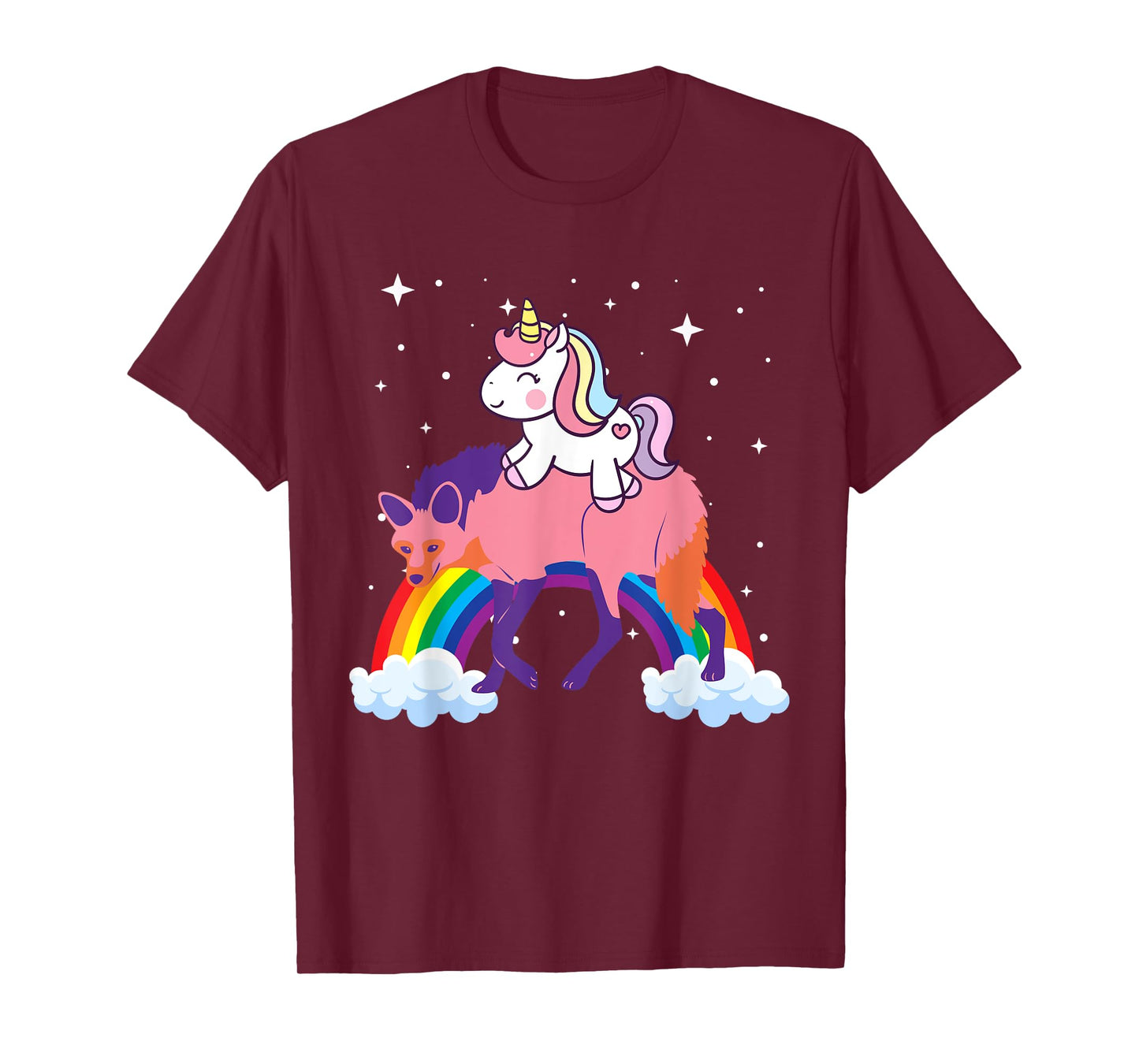 Unicorn Riding Wolf Boys Girls Men Women Kids Teens Rainbow T-Shirt
