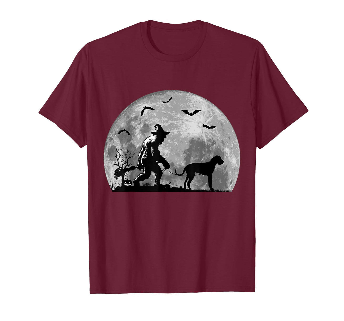 Bigfoot Walking Great Dane Dog Sasquatch Halloween T-Shirt