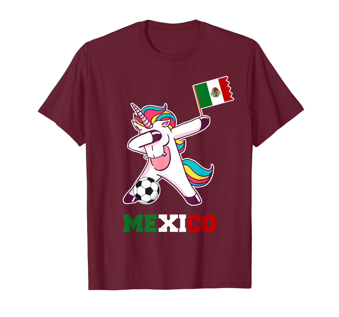 Mexico Soccer Shirt Dabbing Unicorn Mexican Flag T-Shirt