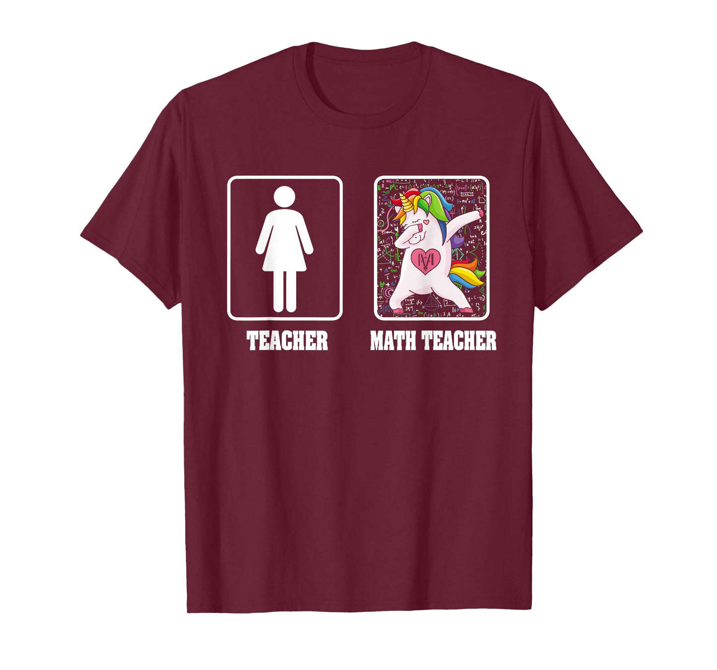 Woman Math Teacher Unicorn Dabbing Style Funny Mathematics T-Shirt