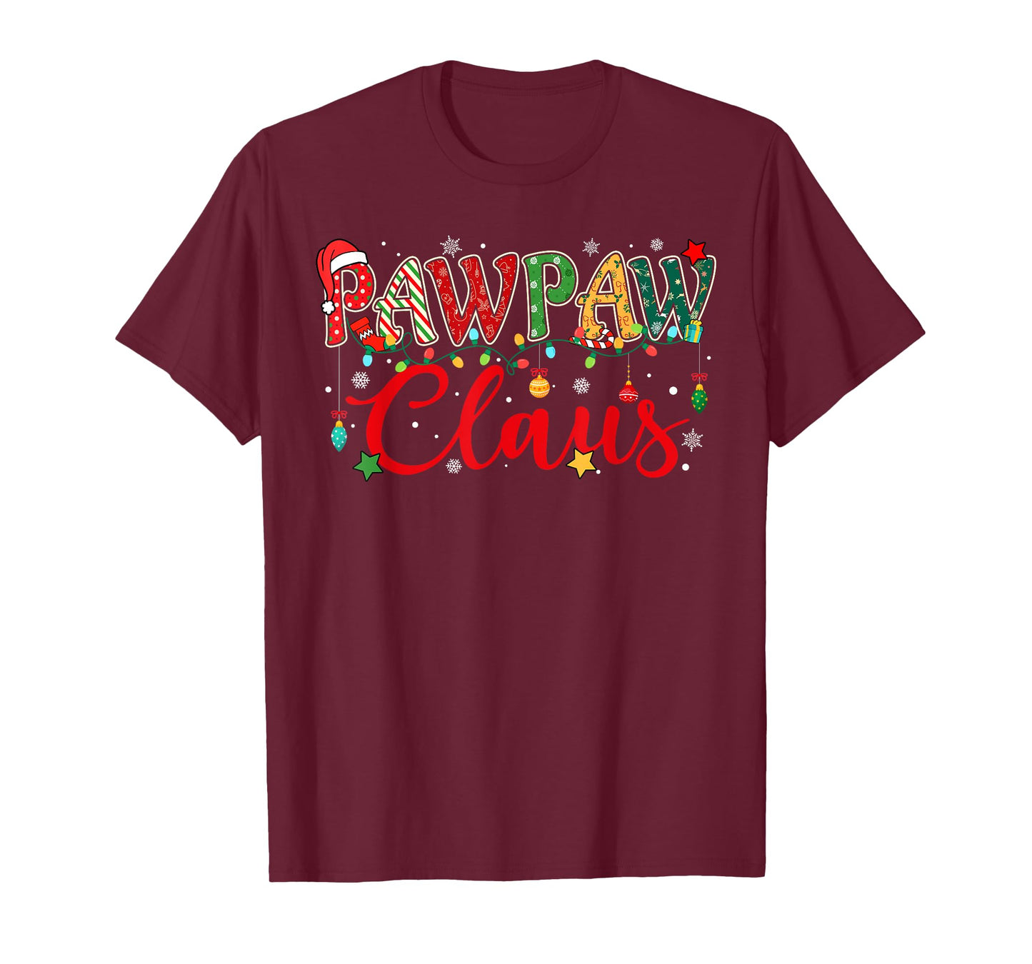 Pawpaw Claus Christmas Lights Pajama Family Matching Men T-Shirt