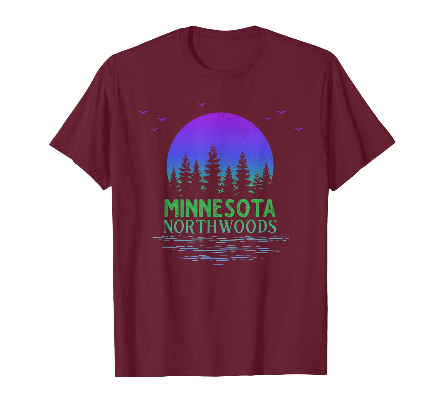 Minnesota Northwoods Moon Trees Lake Gradient Souvenir T-Shirt