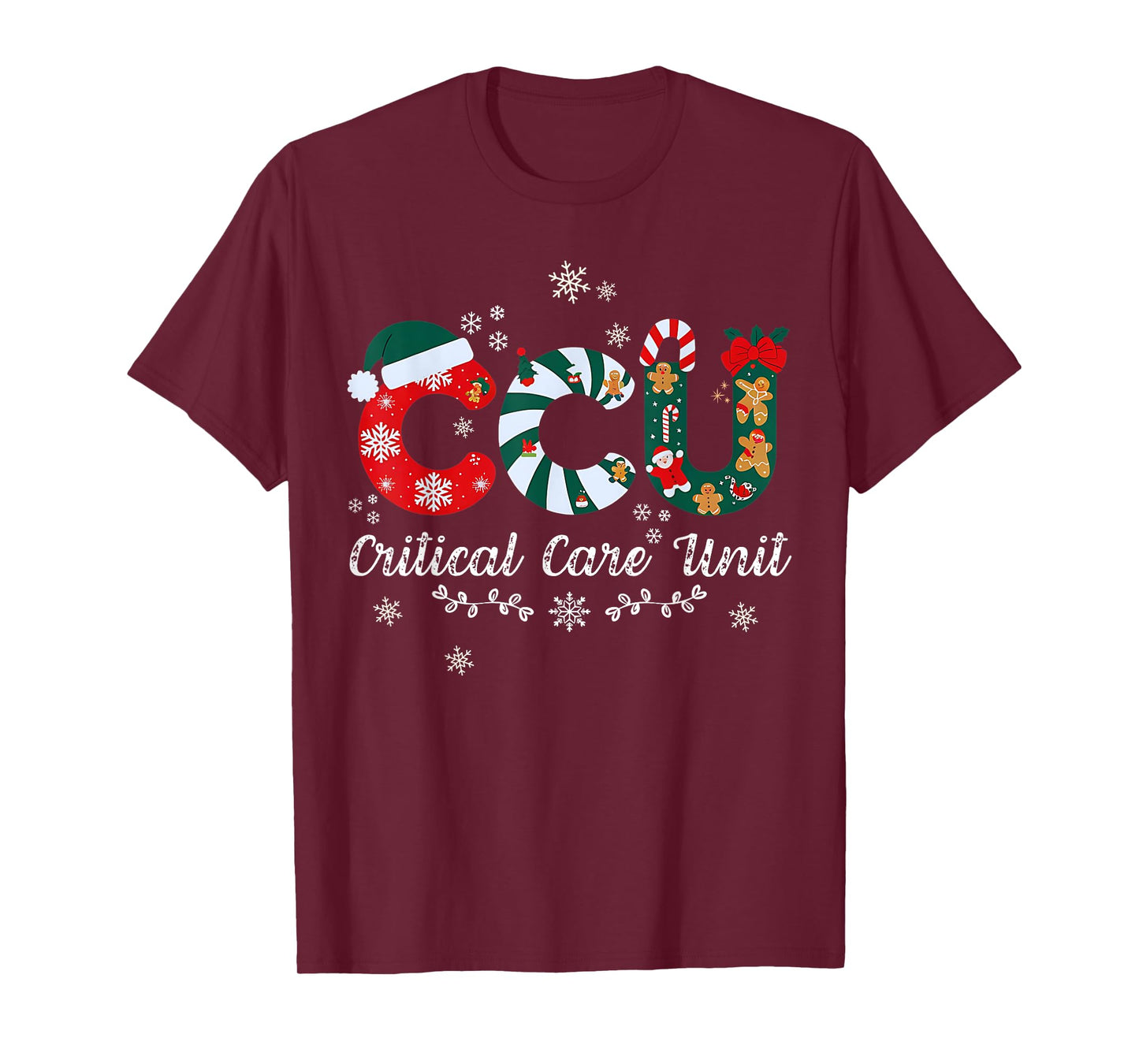 Funny CCU Nurse Christmas Critical Care Unit Xmas Girl Nurse T-Shirt
