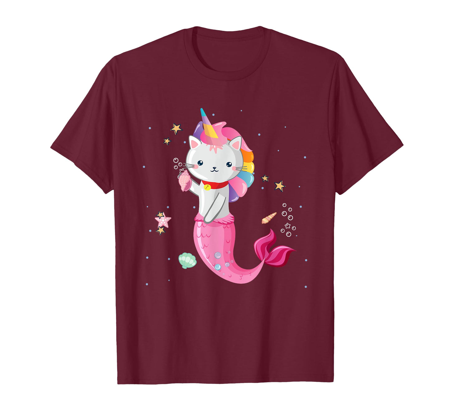Cat Mermaid Unicorn Girl Kids T-Shirt