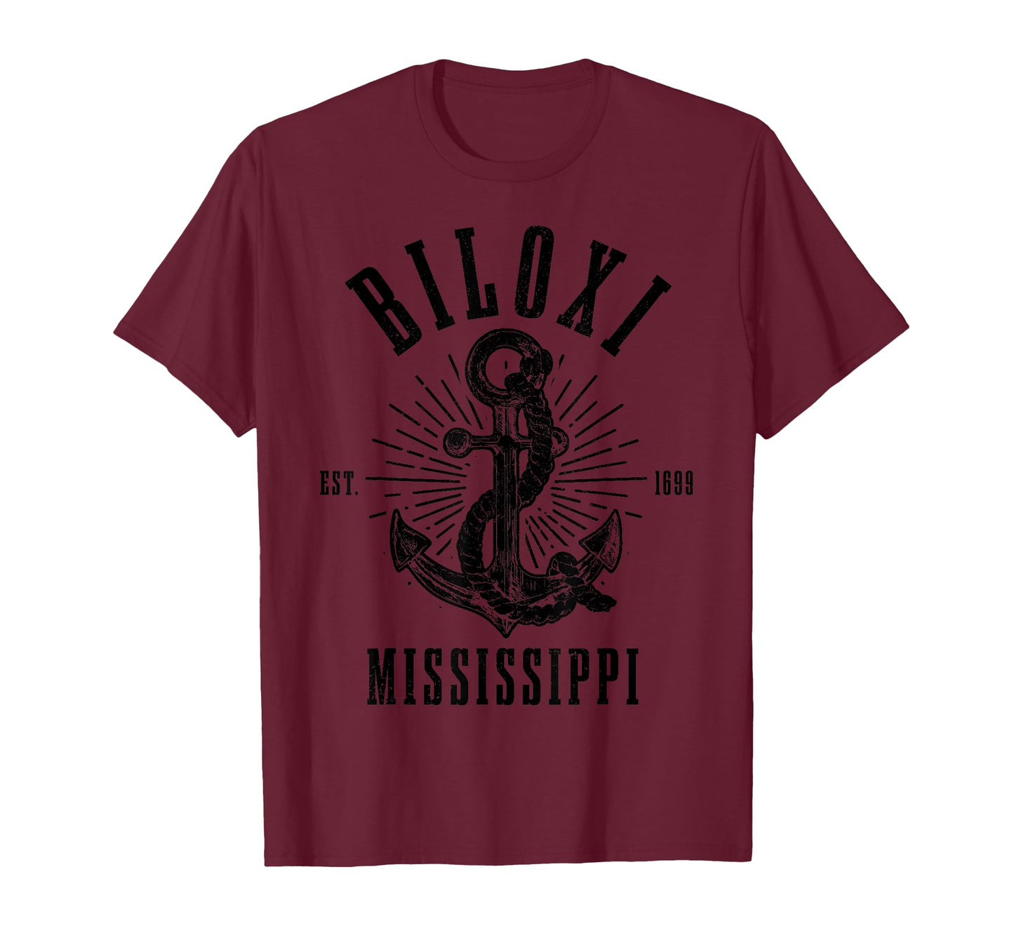 Biloxi Mississippi Anchor Vintage USA America Souvenir T-Shirt