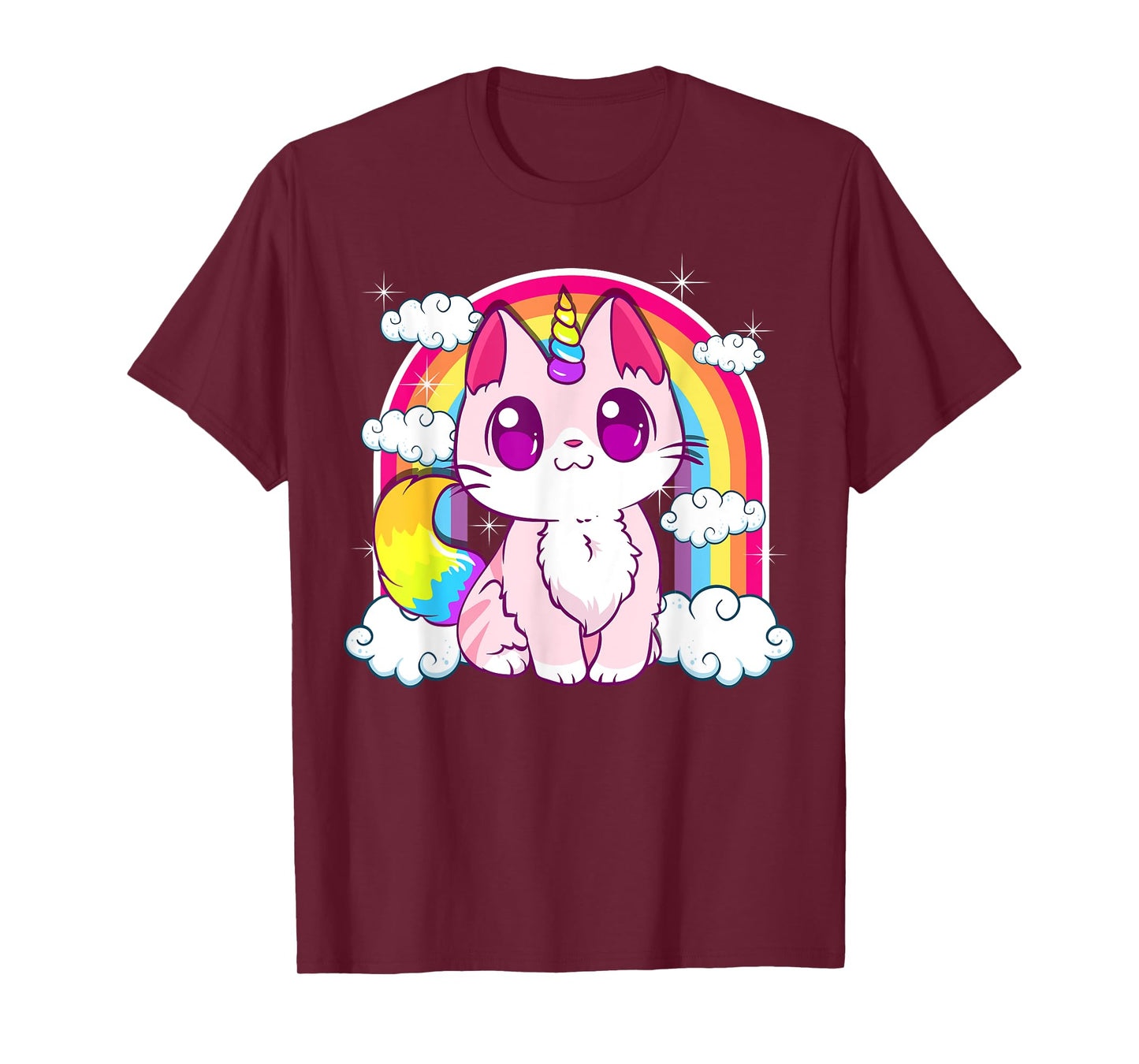 Cute Unicorn Cat Adorable Smiling Rainbow Kitty T-Shirt
