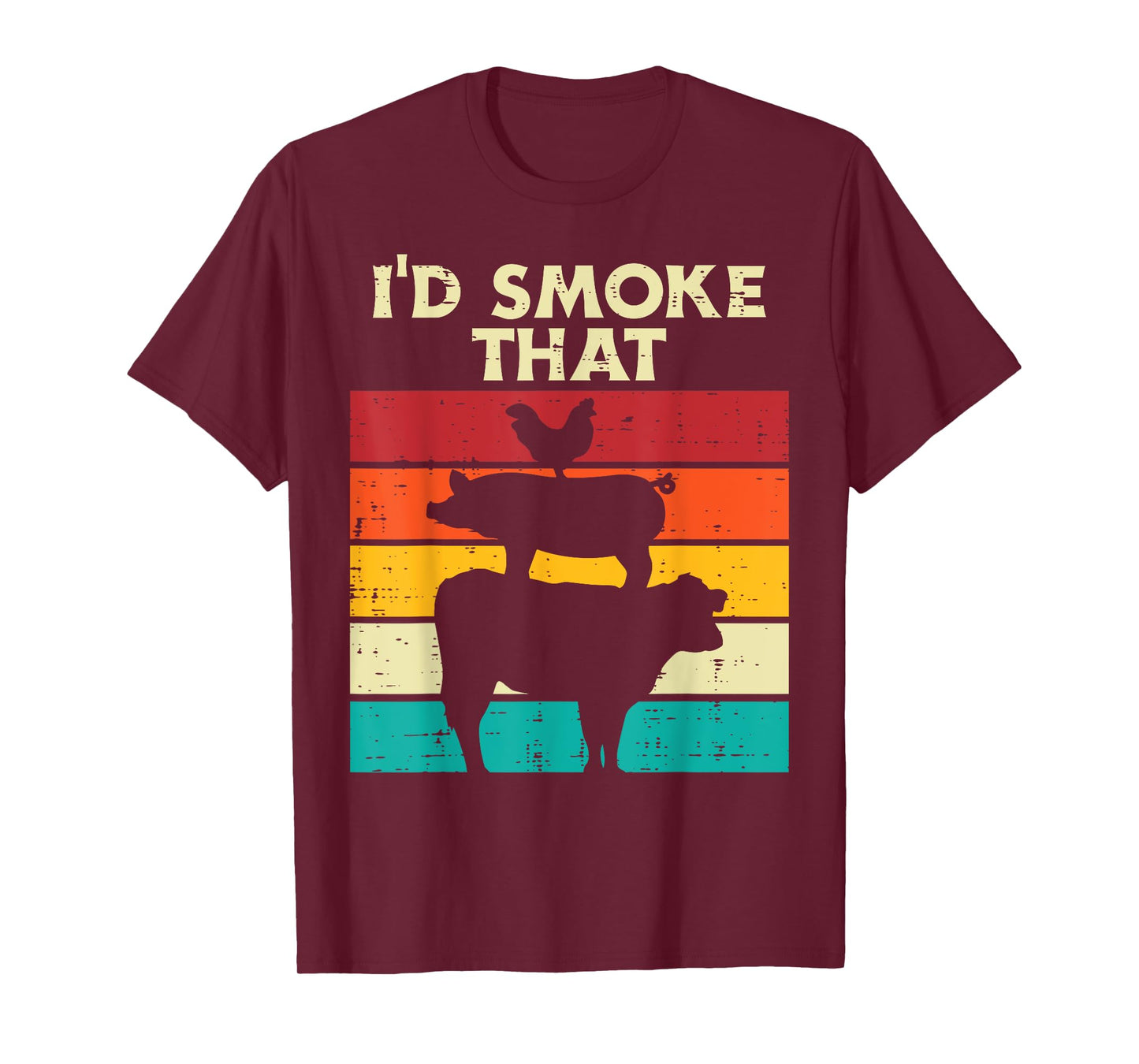 Id Smoke That Chicken Pork Beef Retro Meat Smoking Bbq Grill T-Shirt