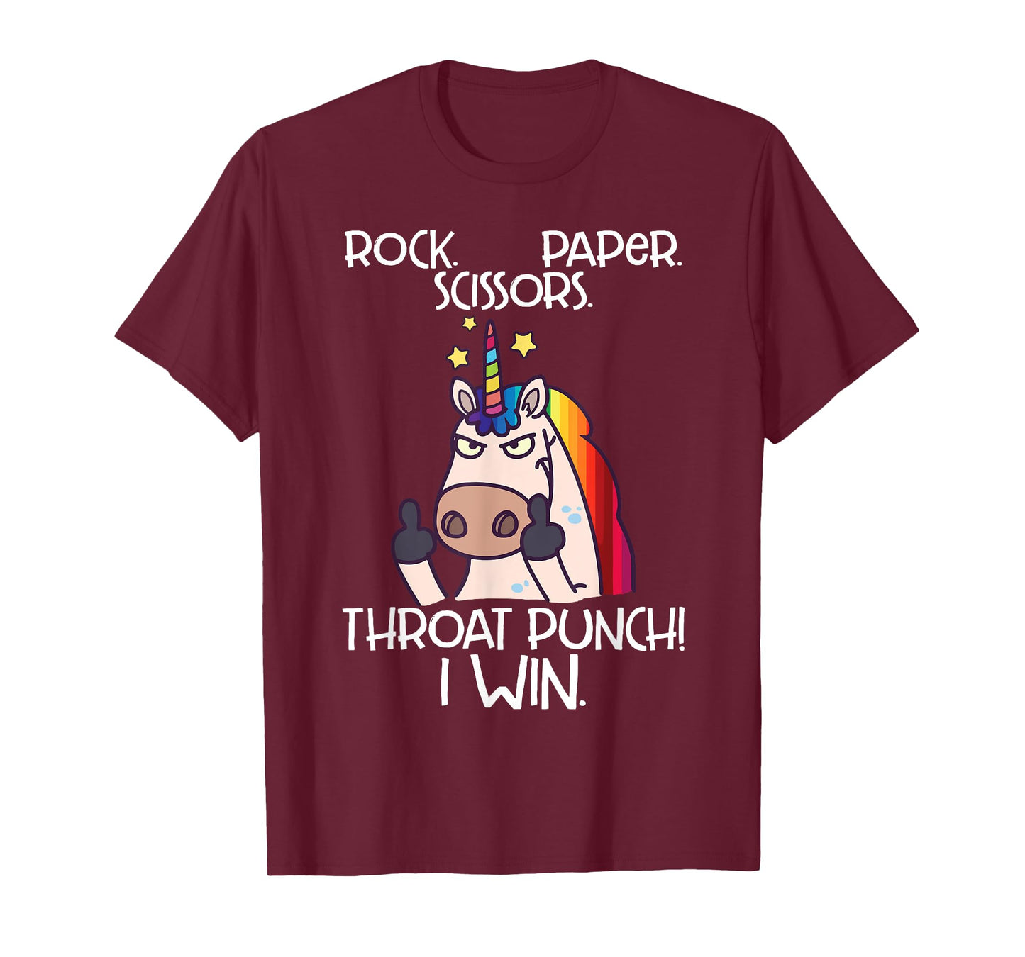 Rock Paper Scissors Throat Punch I Win Funny Unicorn Shirt T-Shirt