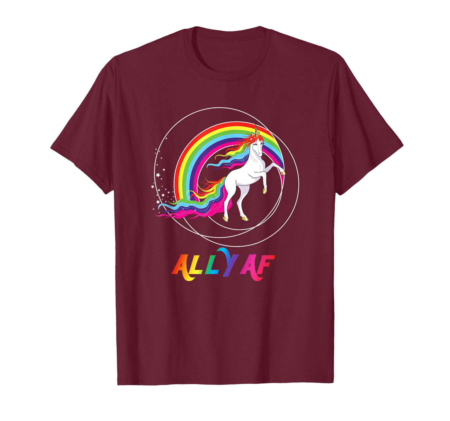 Proud Ally AF Gay Pride Allies Rainbow Pride Flag Unicorn T-Shirt