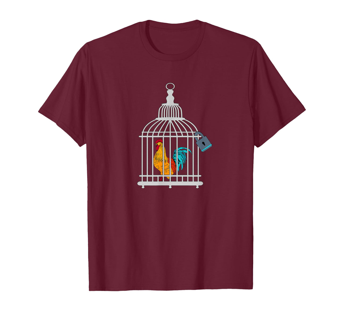 RED ROOSTER COCK MALE CHASTITY Chicken in Cage T-Shirt