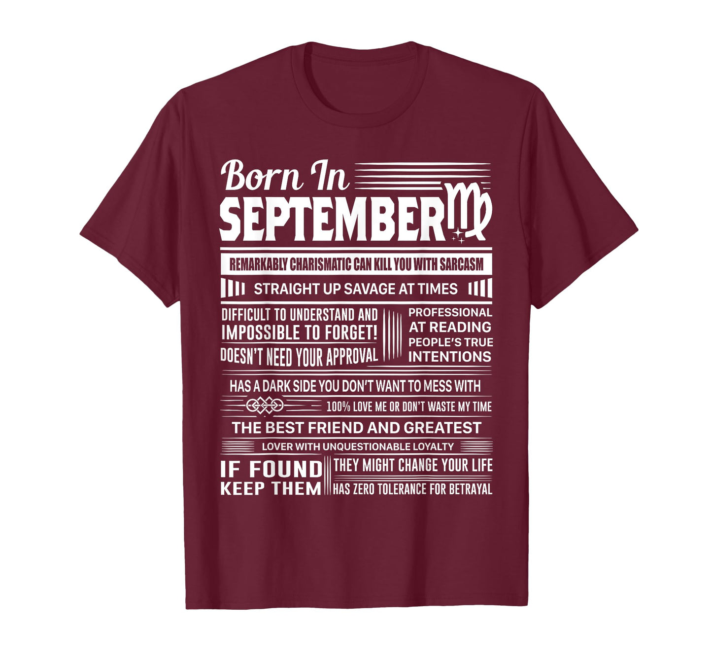 Born In September Virgo Funny Birthday Gift T-Shirt