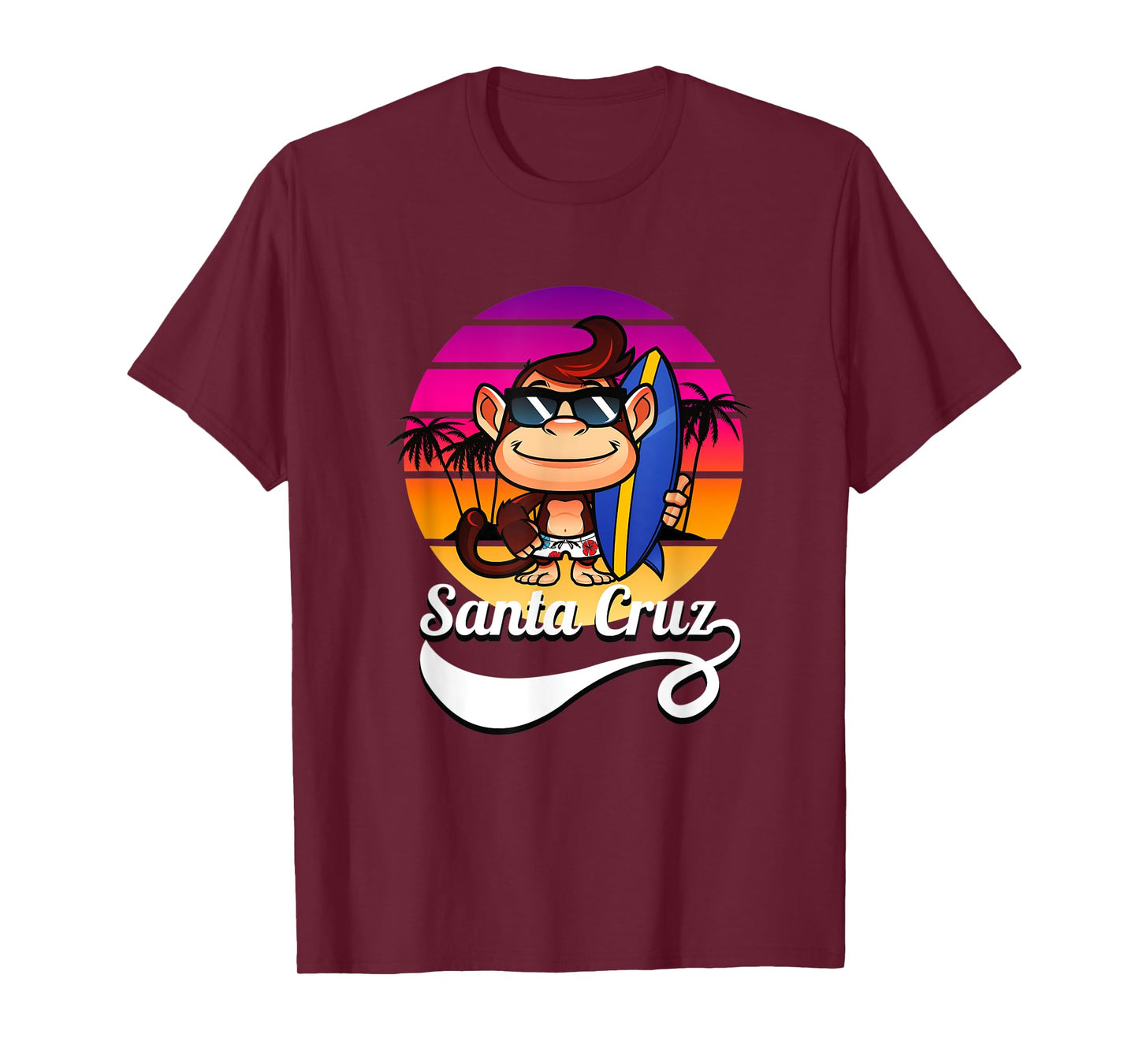 Surfer Monkey Santa Cruz California Retro Sun Fun T-Shirt