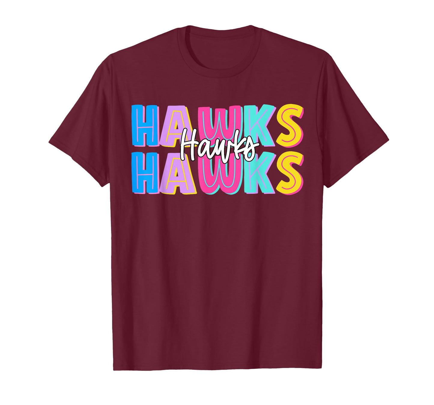 Hawks School Sports Fan Team Spirit T-Shirt