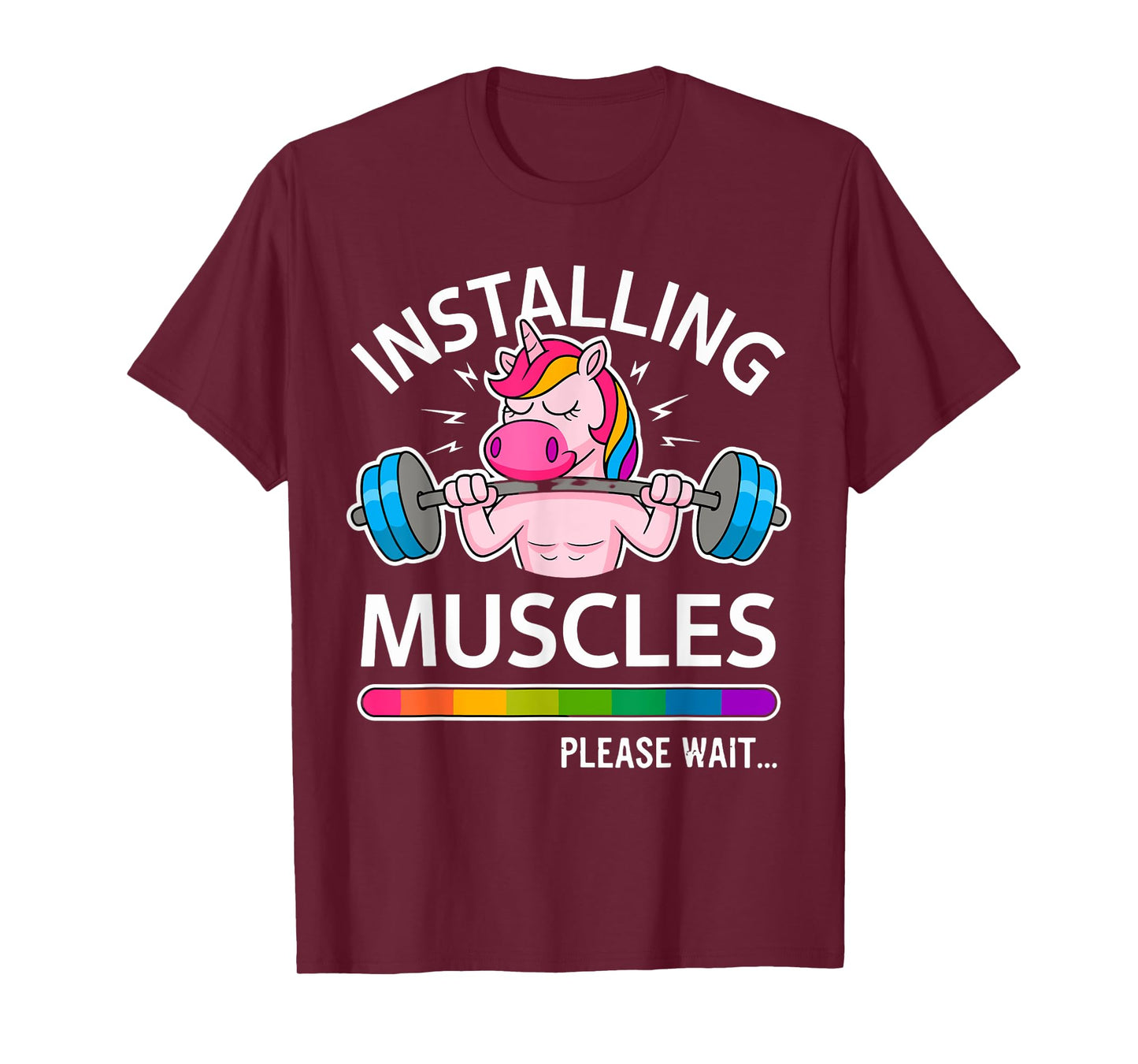 Funny Cute Unicorn Workout Gym Fitness Weightlifting T-Shirt