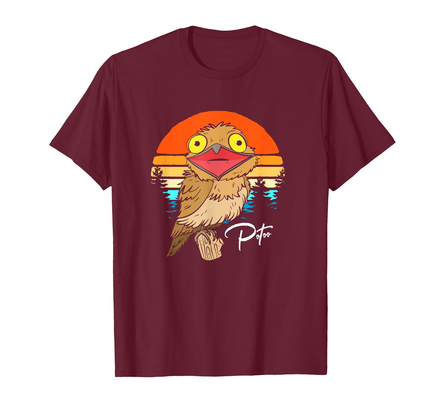 Retro Sunset Potoo Lover Potoo Bird Face T-Shirt